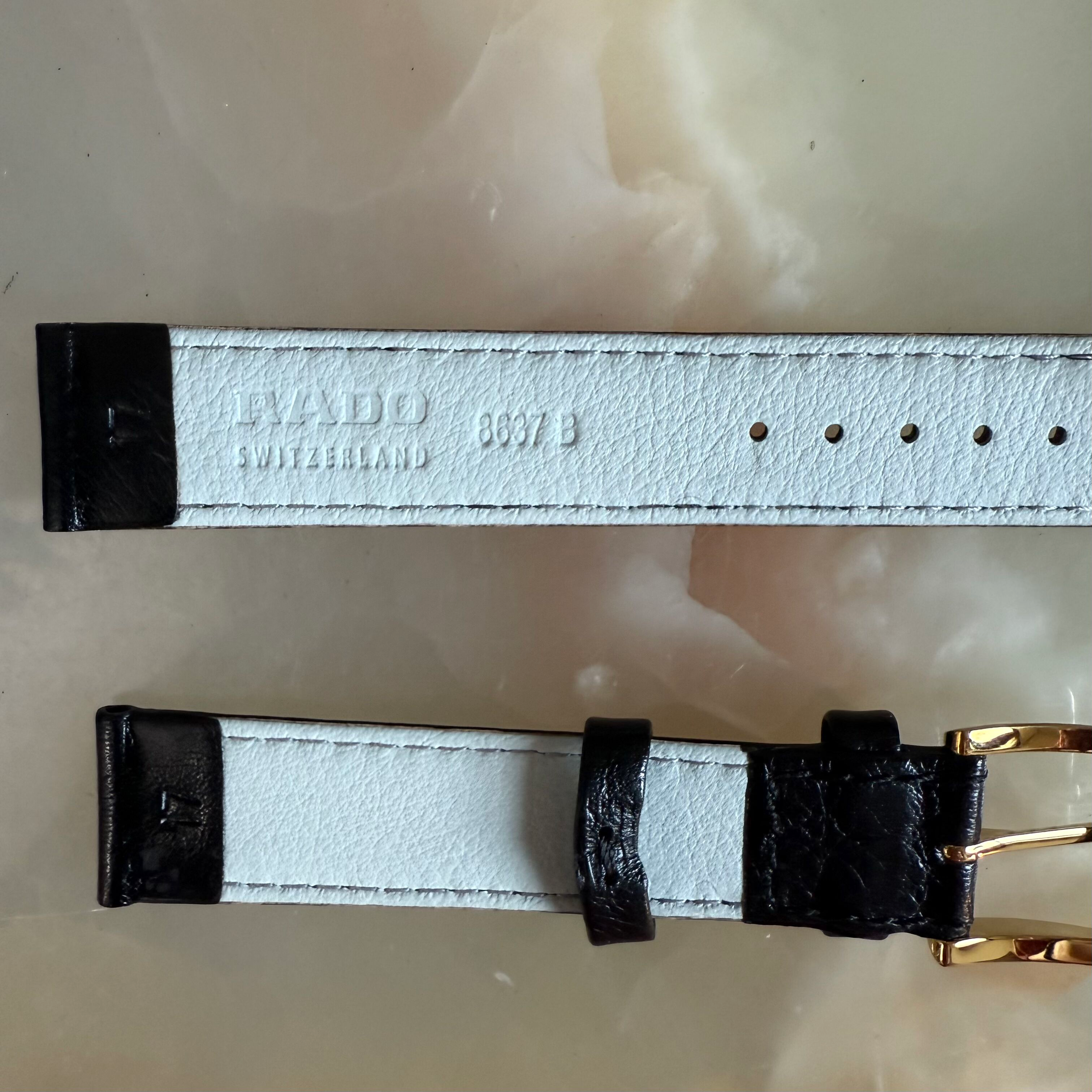 Authentic RADO Black Leather Watch Strap Band 17mm with Buckle 6637-B
