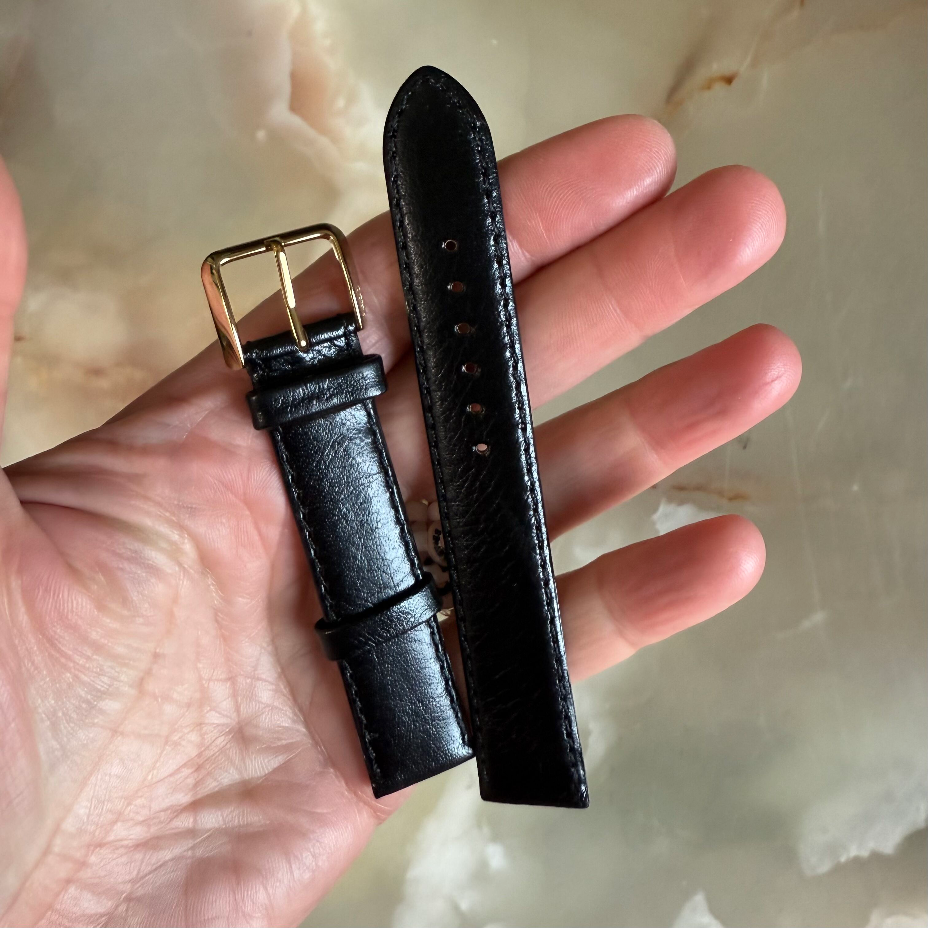 Authentic RADO Black Leather Watch Strap Band 17mm with Buckle 6637-B