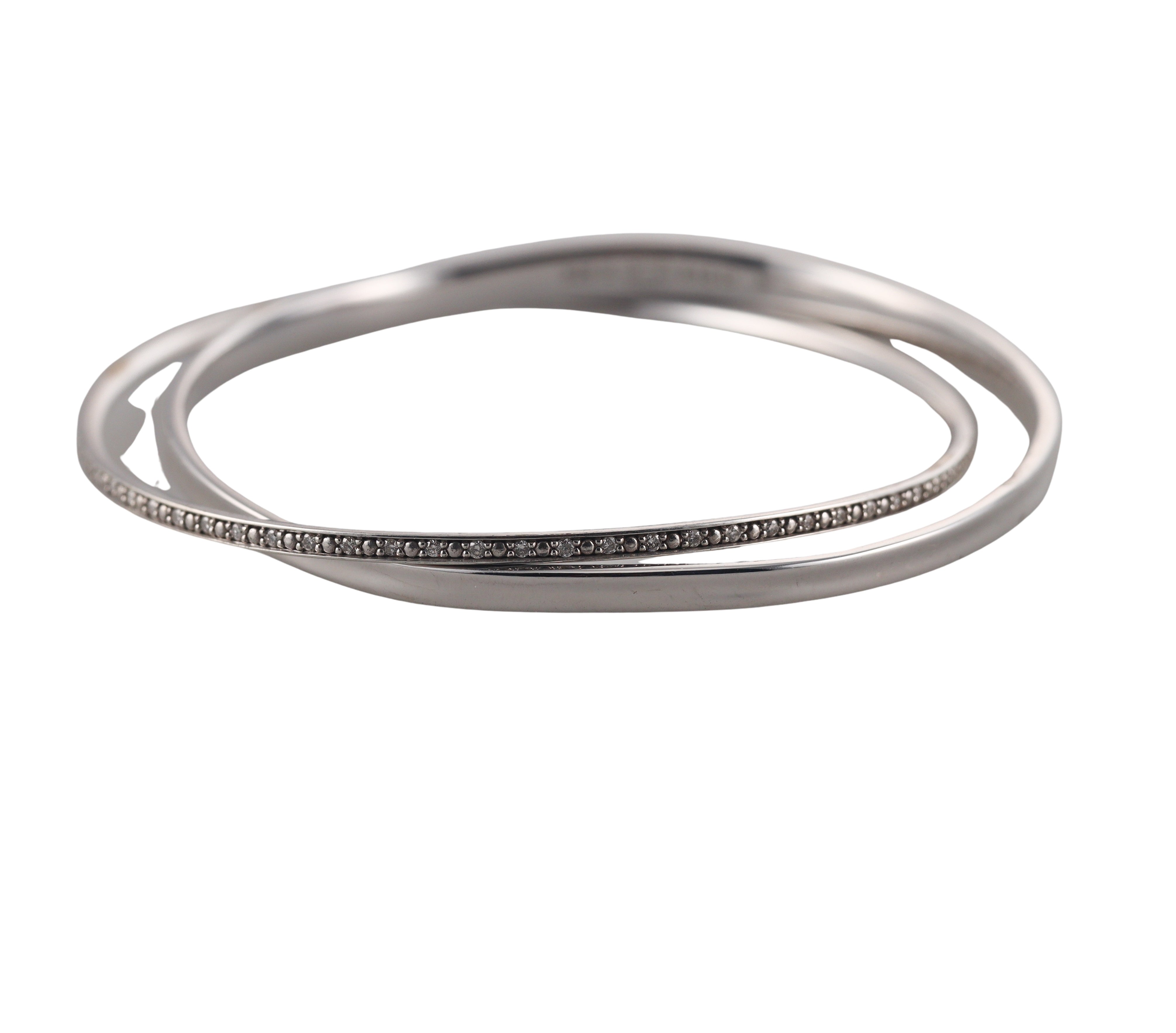 Georg Jensen Marcia Sterling Silver Diamond Bangle Bracelet OG-1701