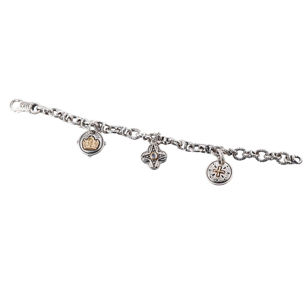 Konstantino Dome 18k Yellow Gold Sterling Charm Bracelet