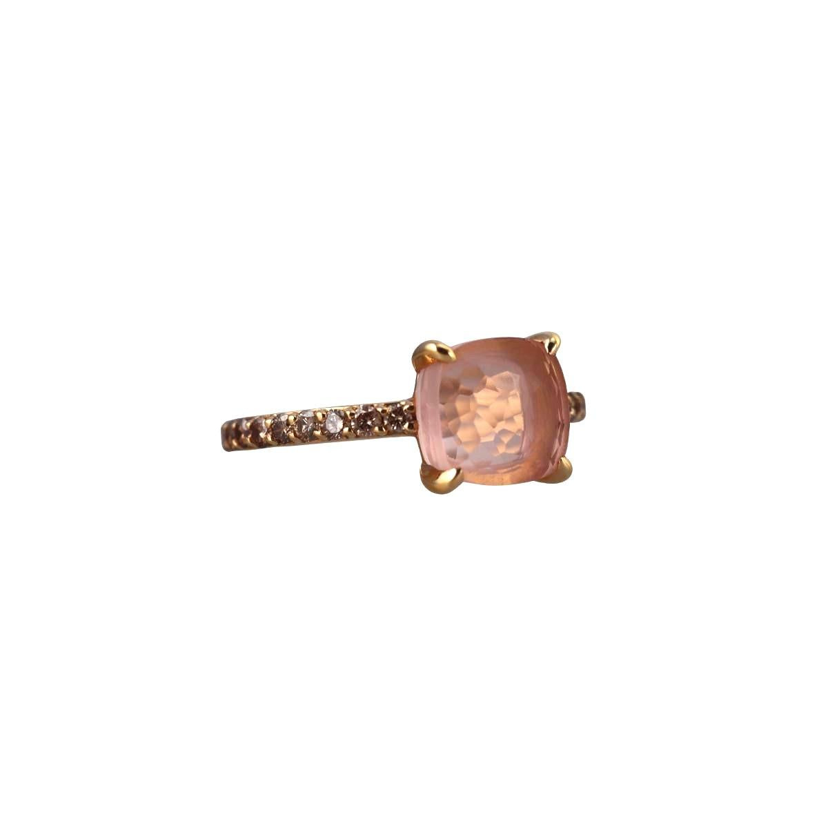 Pomellato Baby 18k Gold Rose Quartz Diamond Ring