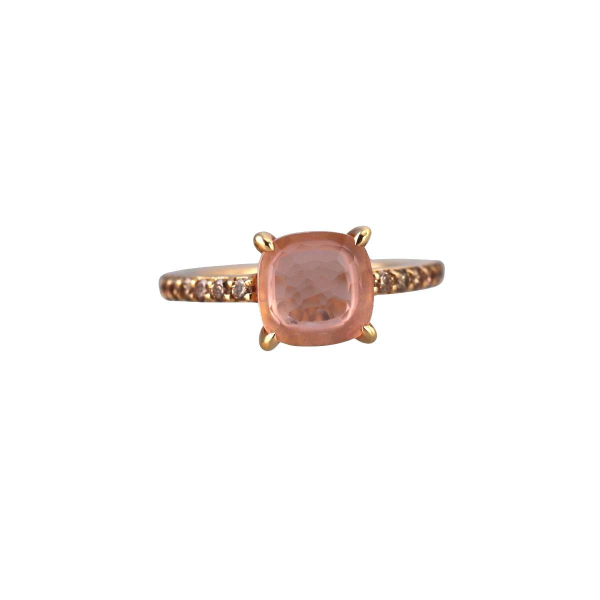 Pomellato Baby 18k Gold Rose Quartz Diamond Ring