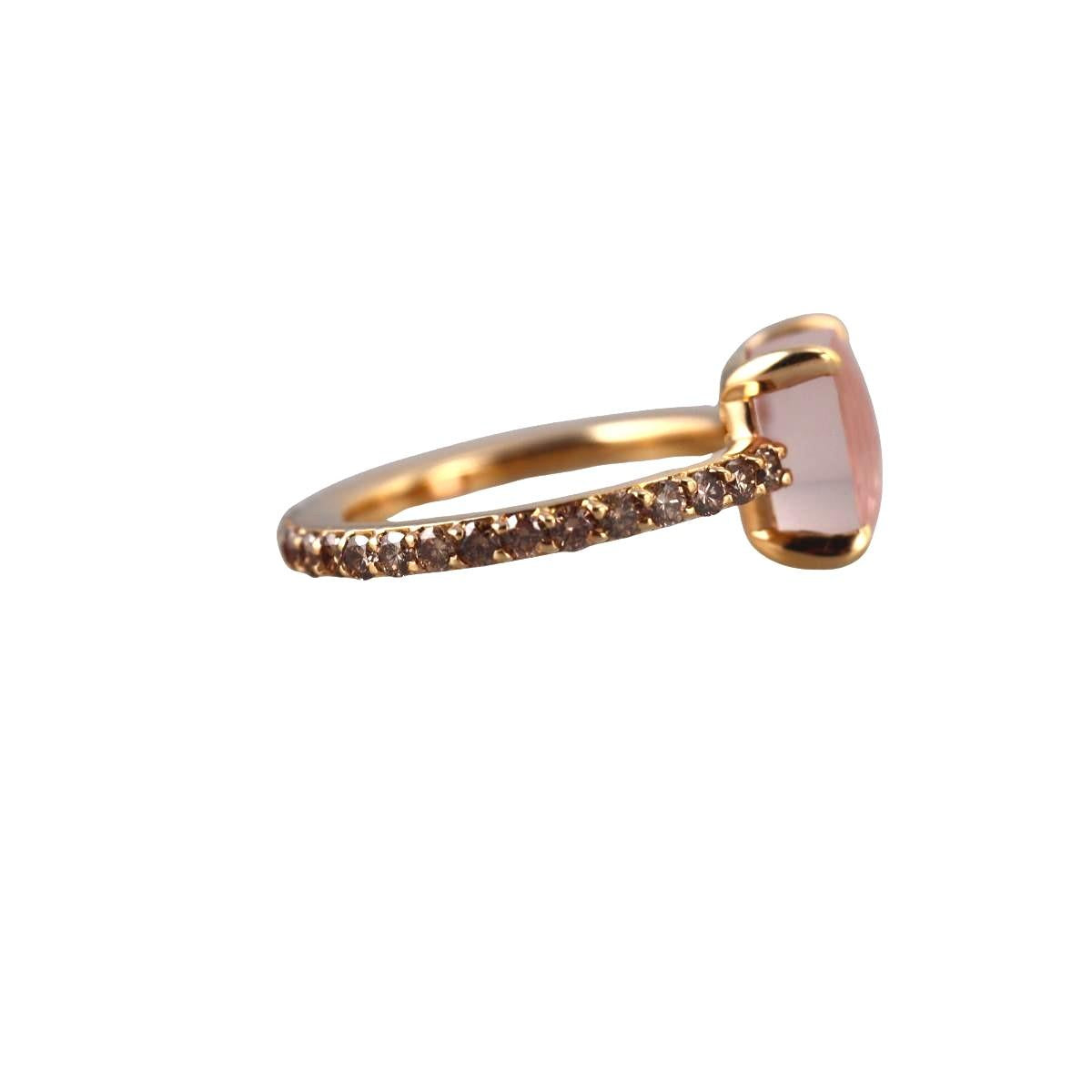 Pomellato Baby 18k Gold Rose Quartz Diamond Ring
