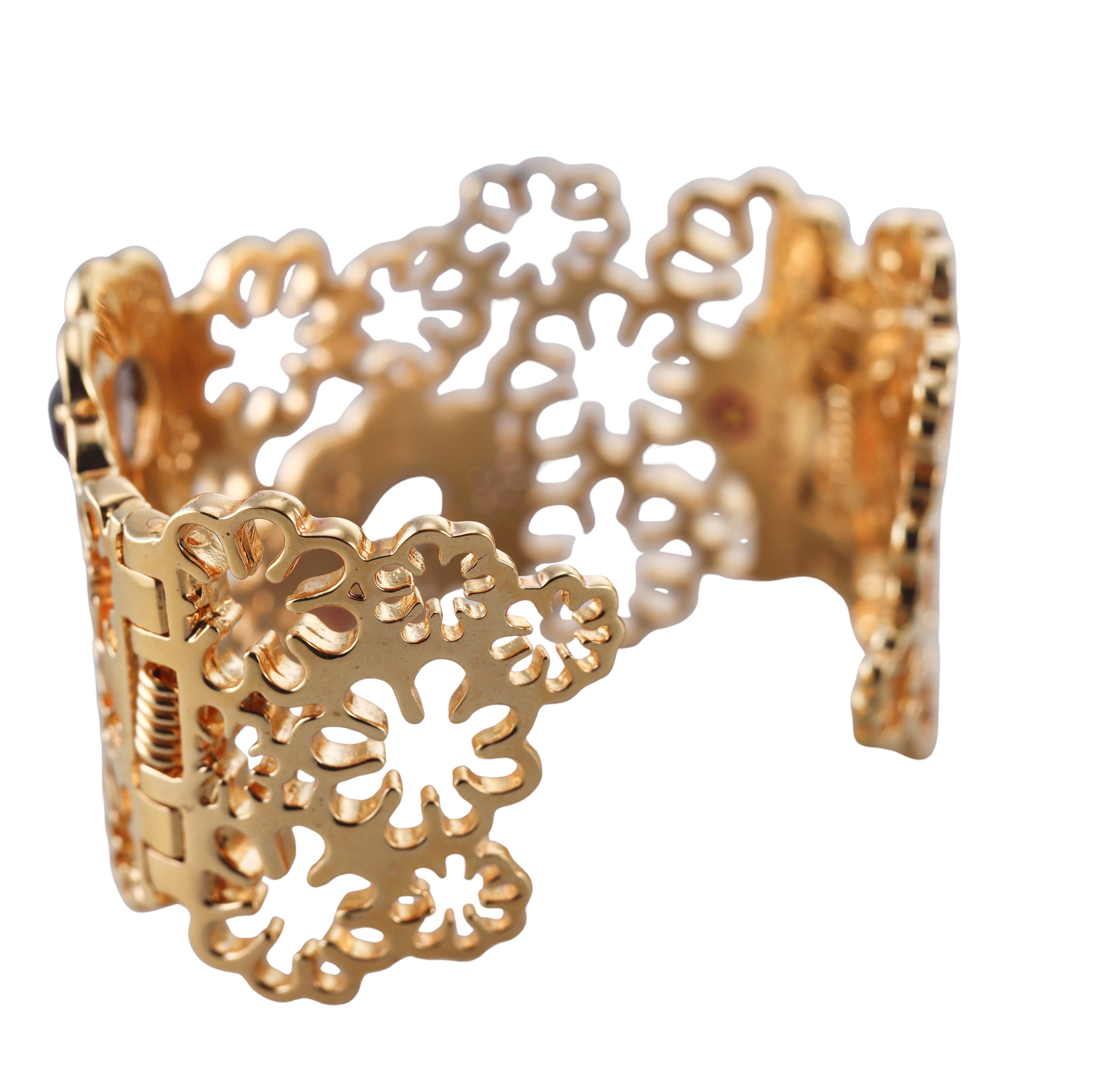 Lauren G Adams Enamel Crystal Flower Cuff Bracelet