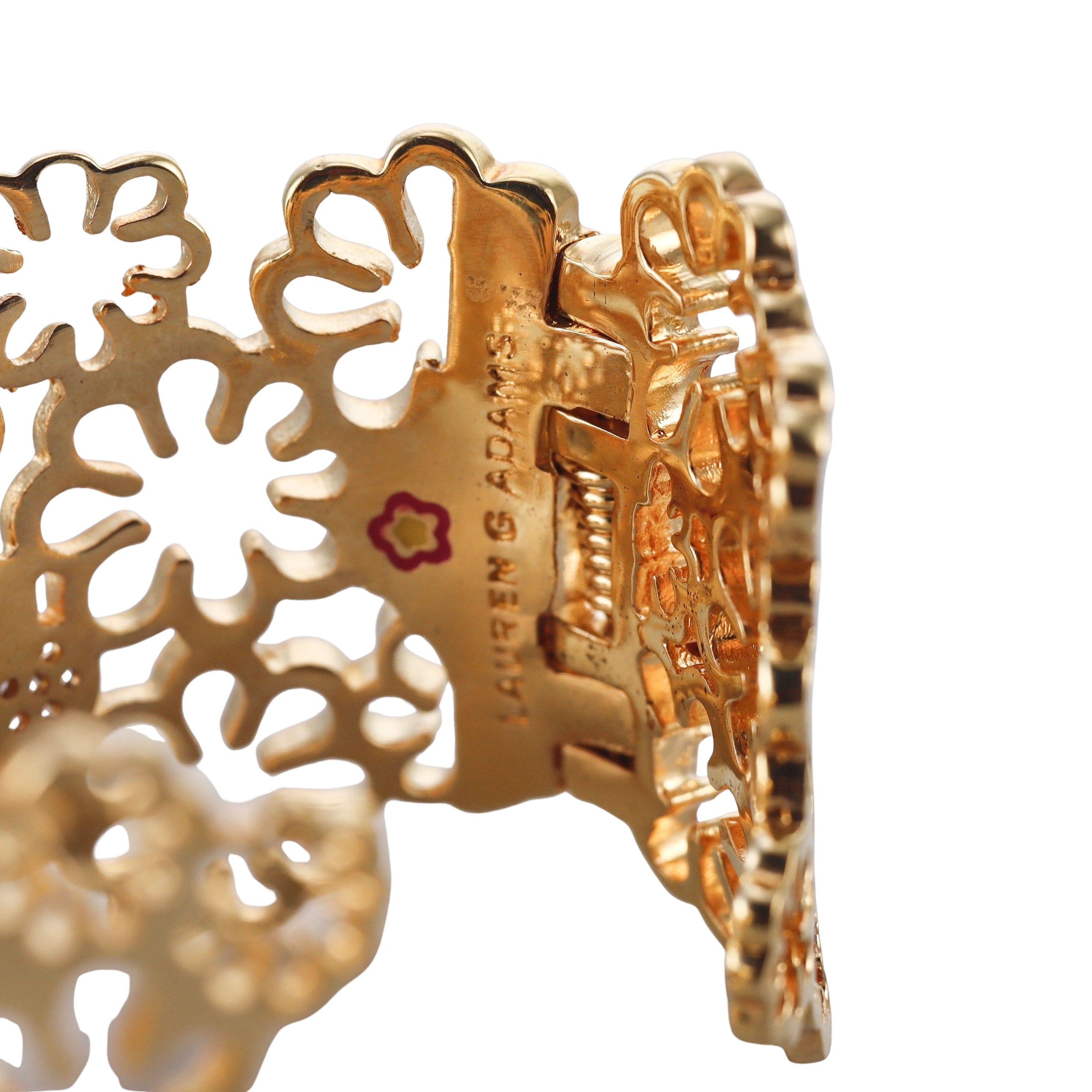 Lauren G Adams Enamel Crystal Flower Cuff Bracelet