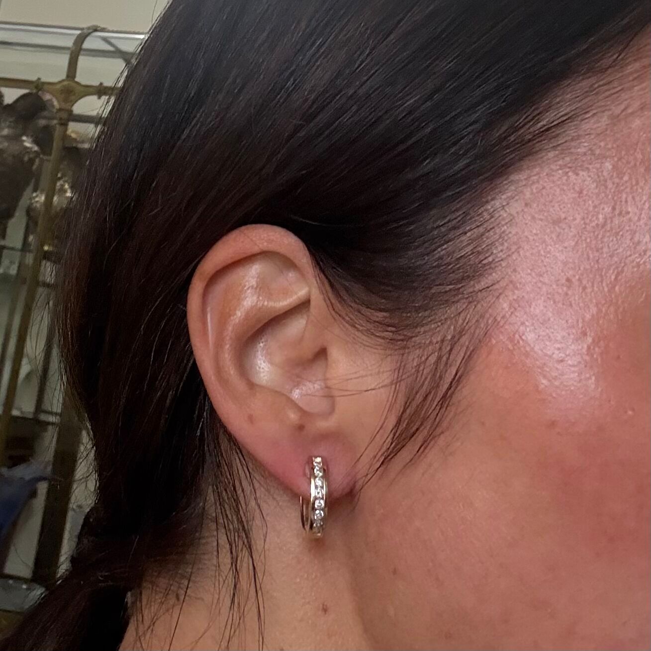 14k Gold Diamond Hoop Earrings