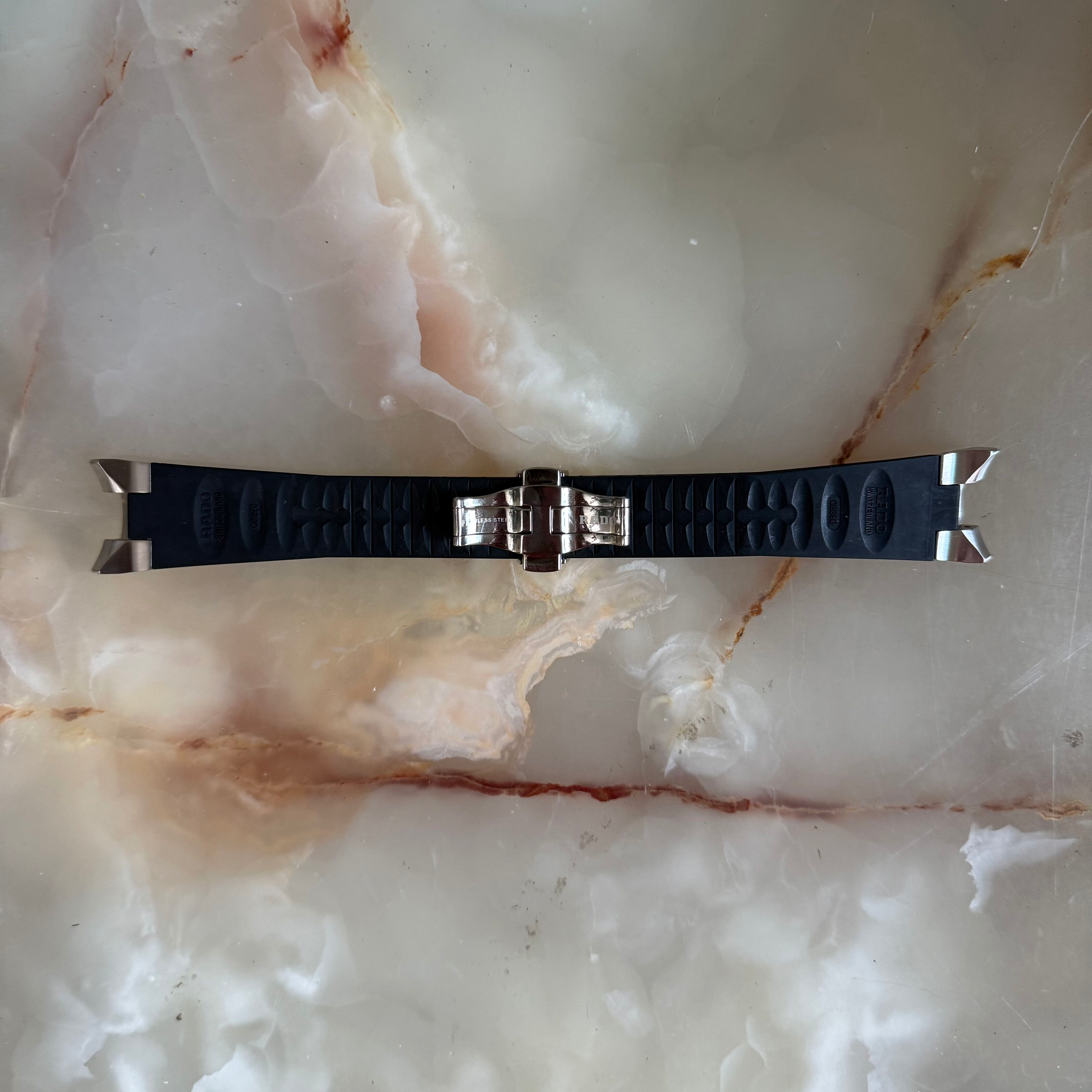 Authentic RADO Black Rubber Watch Strap Band w Clasp 24mm 08890