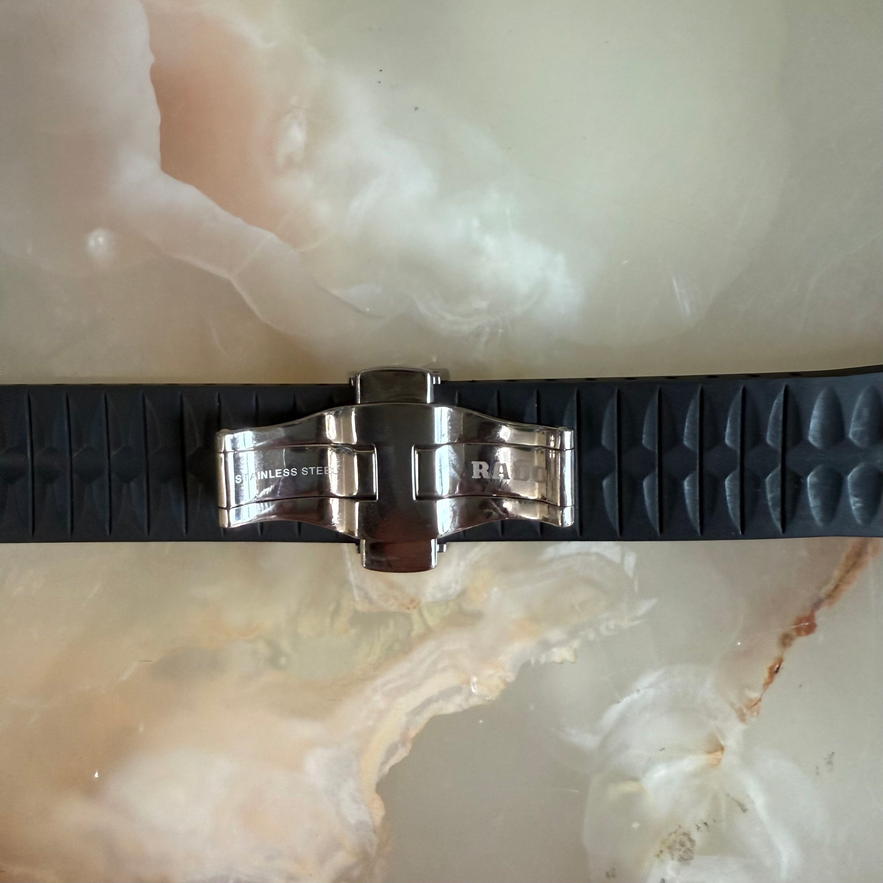 Authentic RADO Black Rubber Watch Strap Band w Clasp 24mm 08890