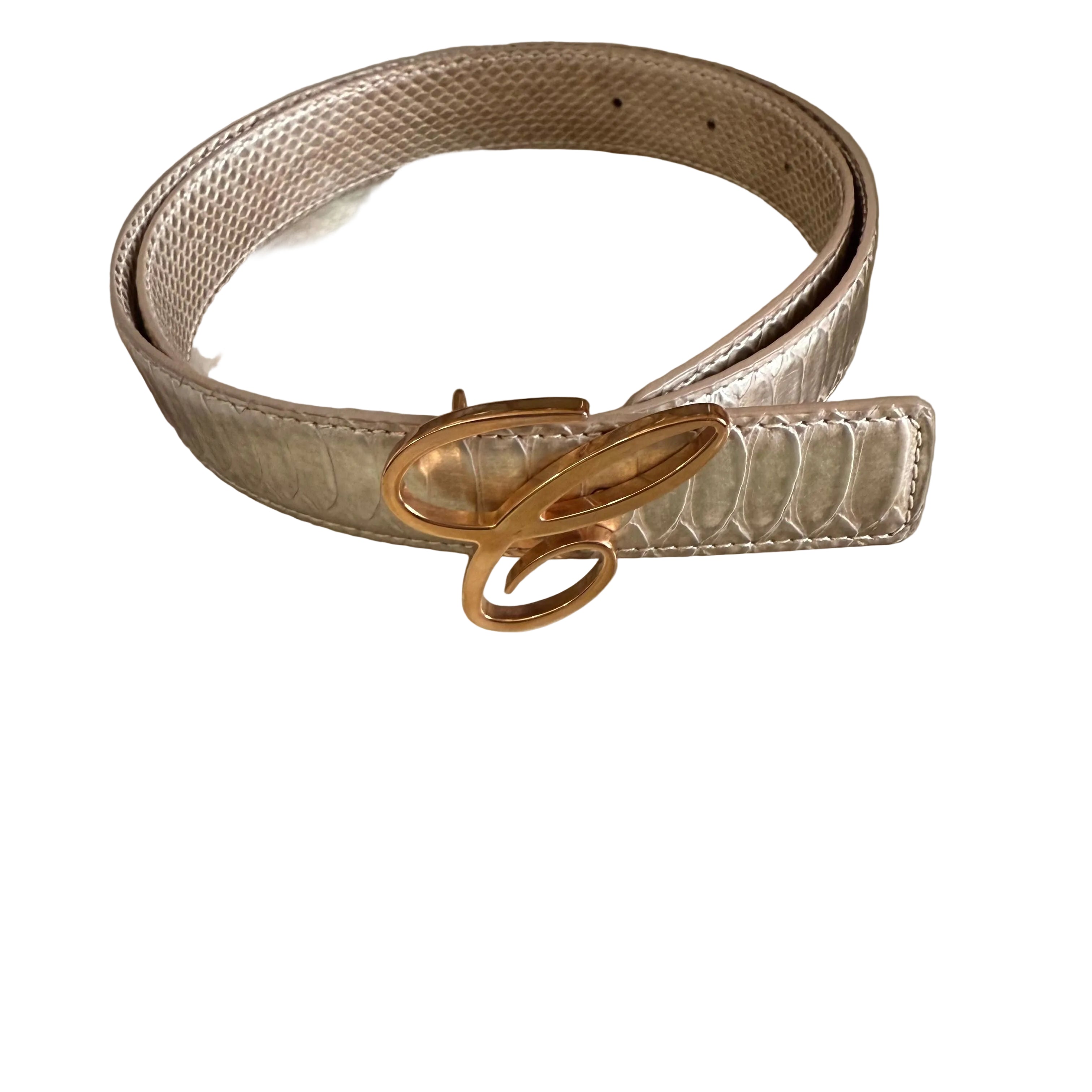 Chopard Icon Metallic Gold Python Print Leather Belt