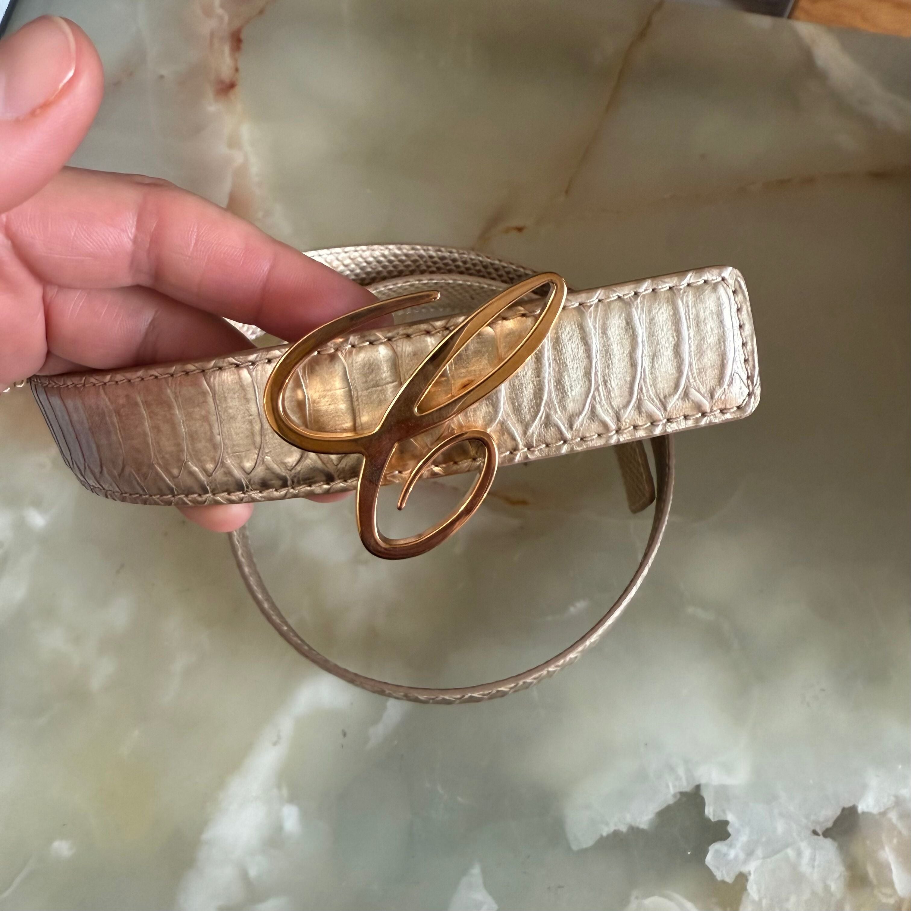 Chopard Icon Metallic Gold Python Print Leather Belt