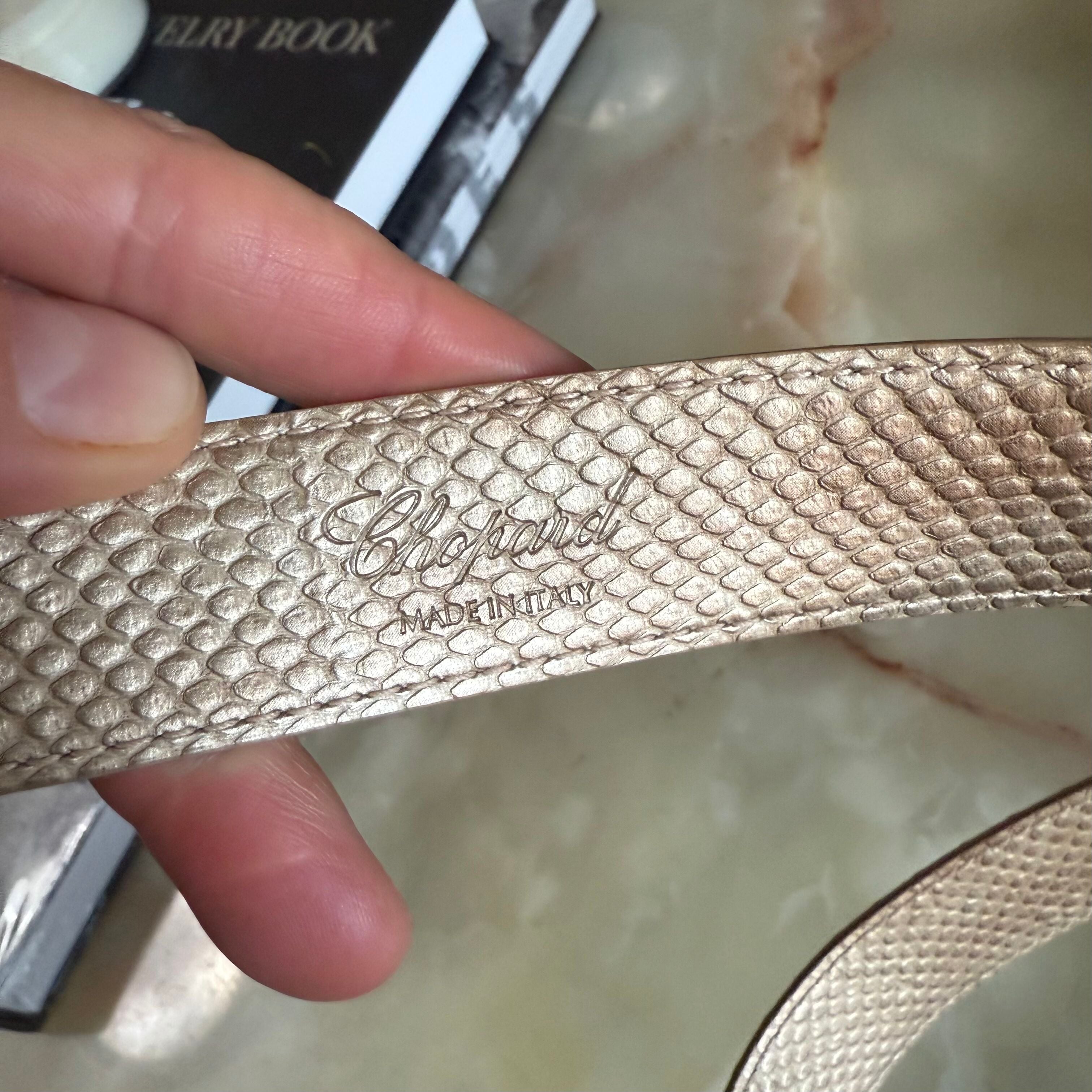 Chopard Icon Metallic Gold Python Print Leather Belt