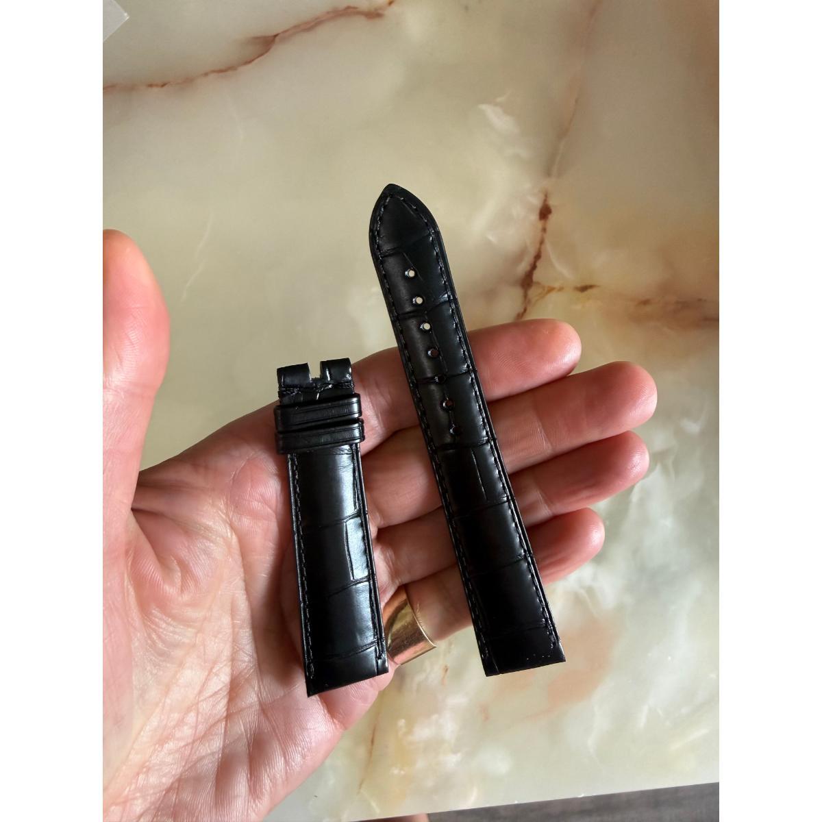 Authentic Omega Black Crocodile Watch Strap Band 19mm 97221073