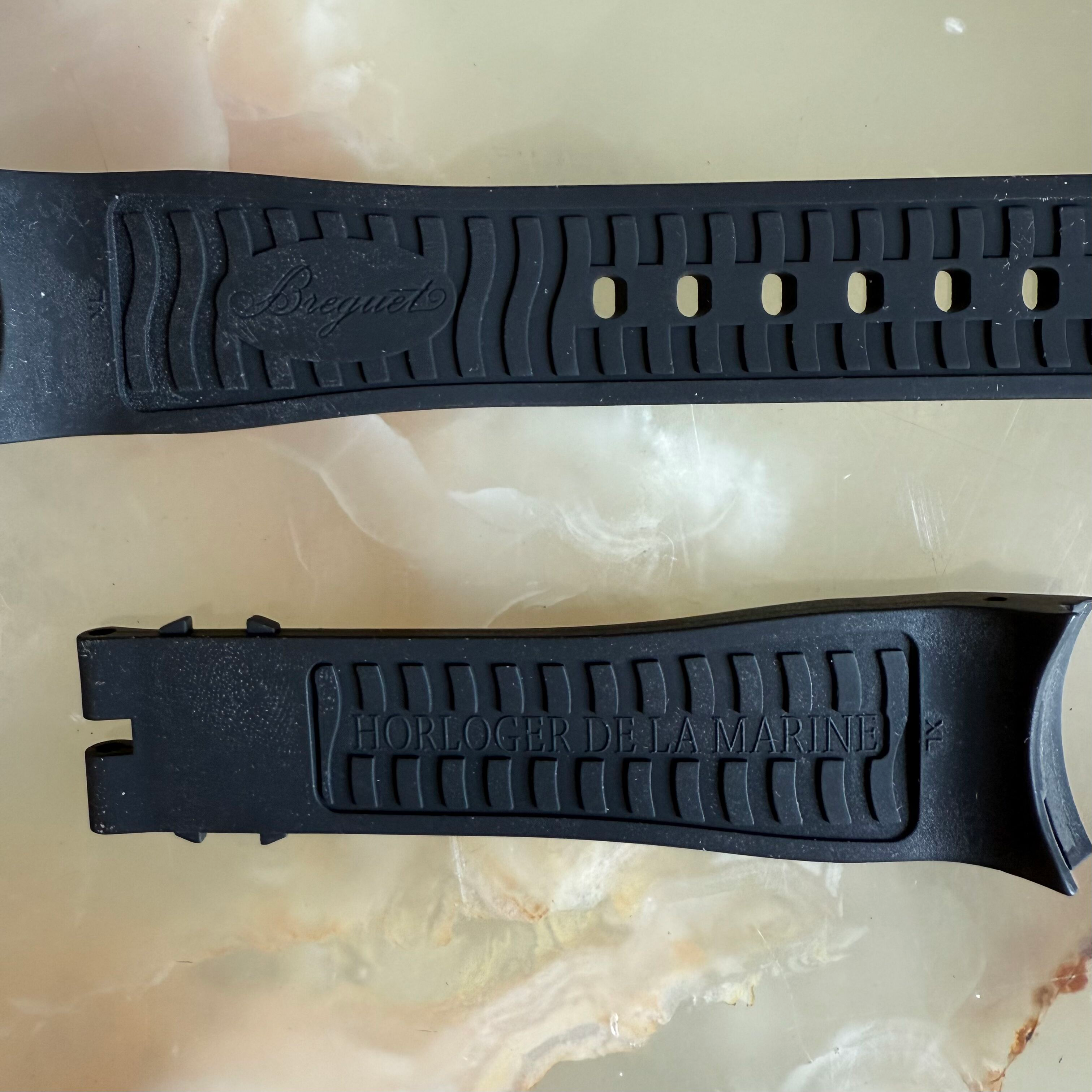 Authentic Breguet Black Rubber Watch Strap Band 22mm