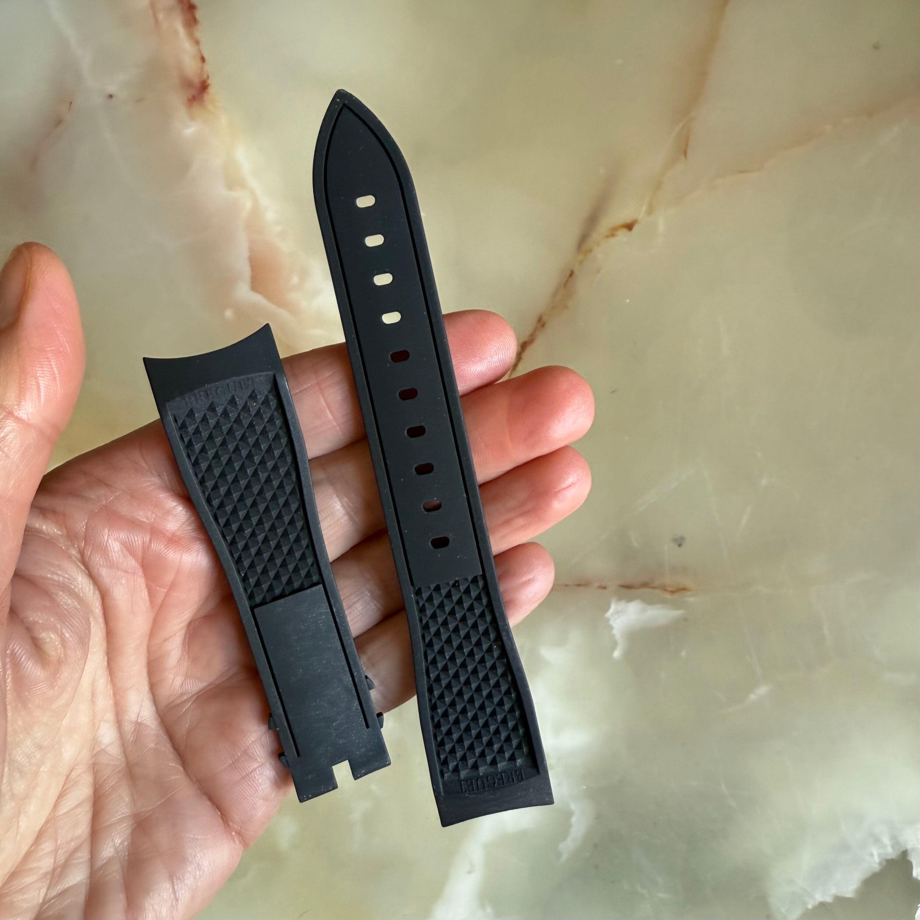 Authentic Breguet Black Rubber Watch Strap Band 22mm
