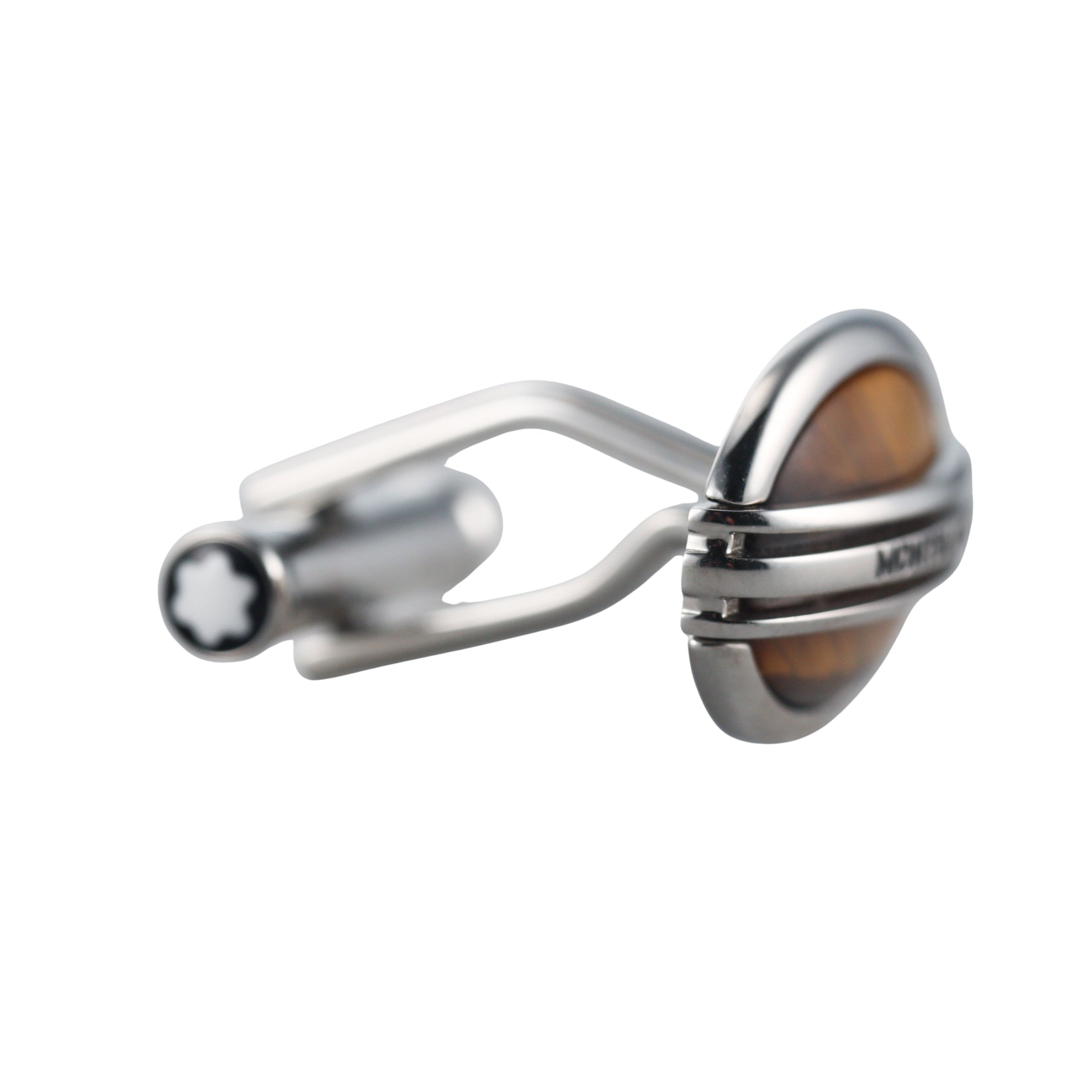 Montblanc Oval Steel Wooden Cufflinks 110767