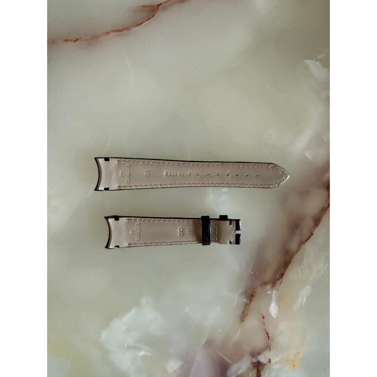 Authentic Omega Black Crocodile Watch Strap Band 20mm 97291079