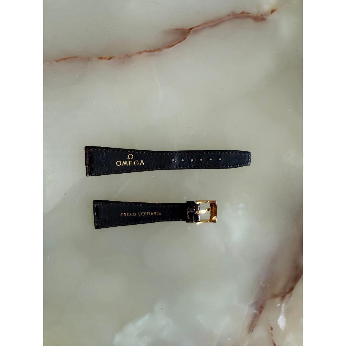 Authentic Omega Brown Crocodile Watch Strap Band 19mm with Buckle