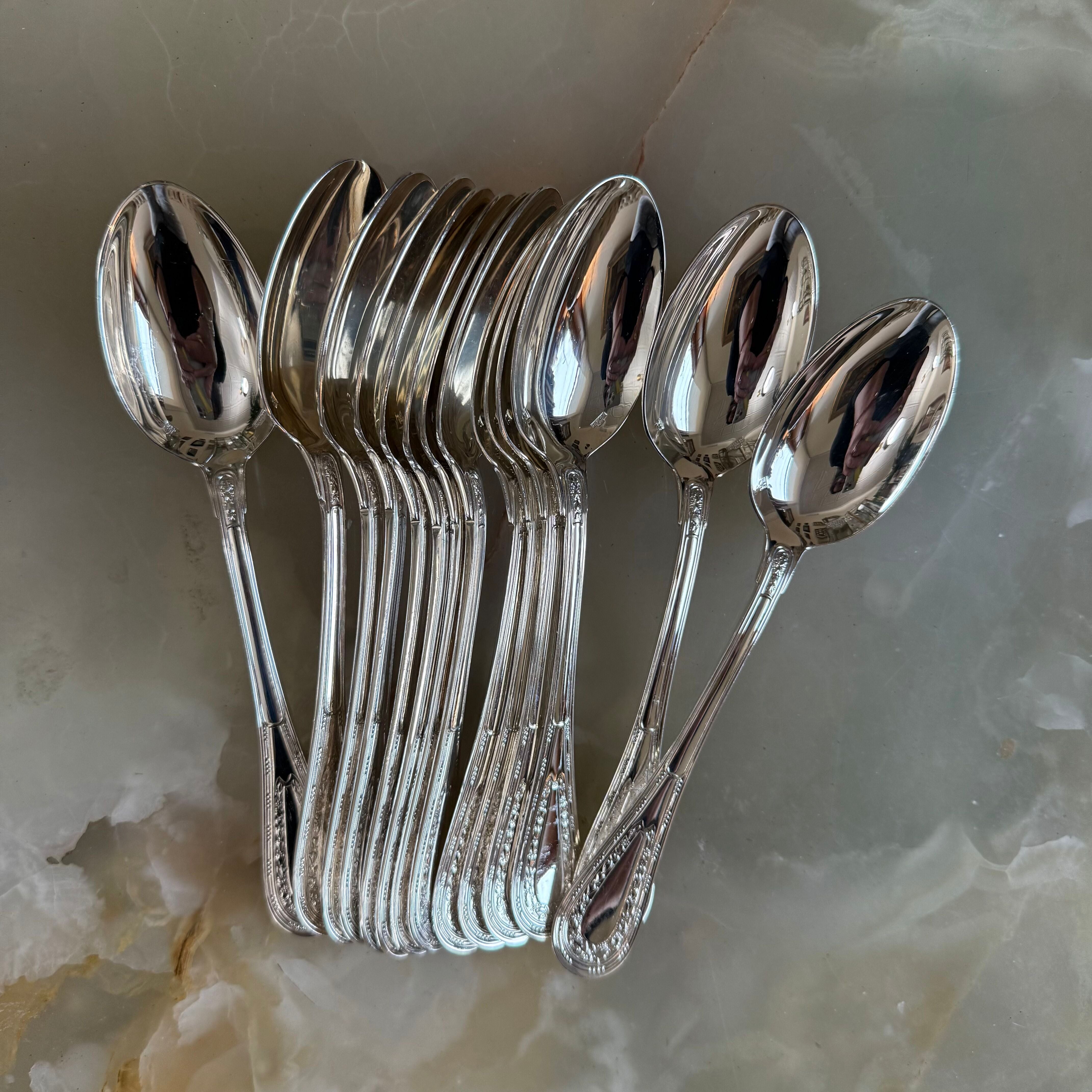 Puiforcat Monthelie Silver Platted Flatware Set 91 pc