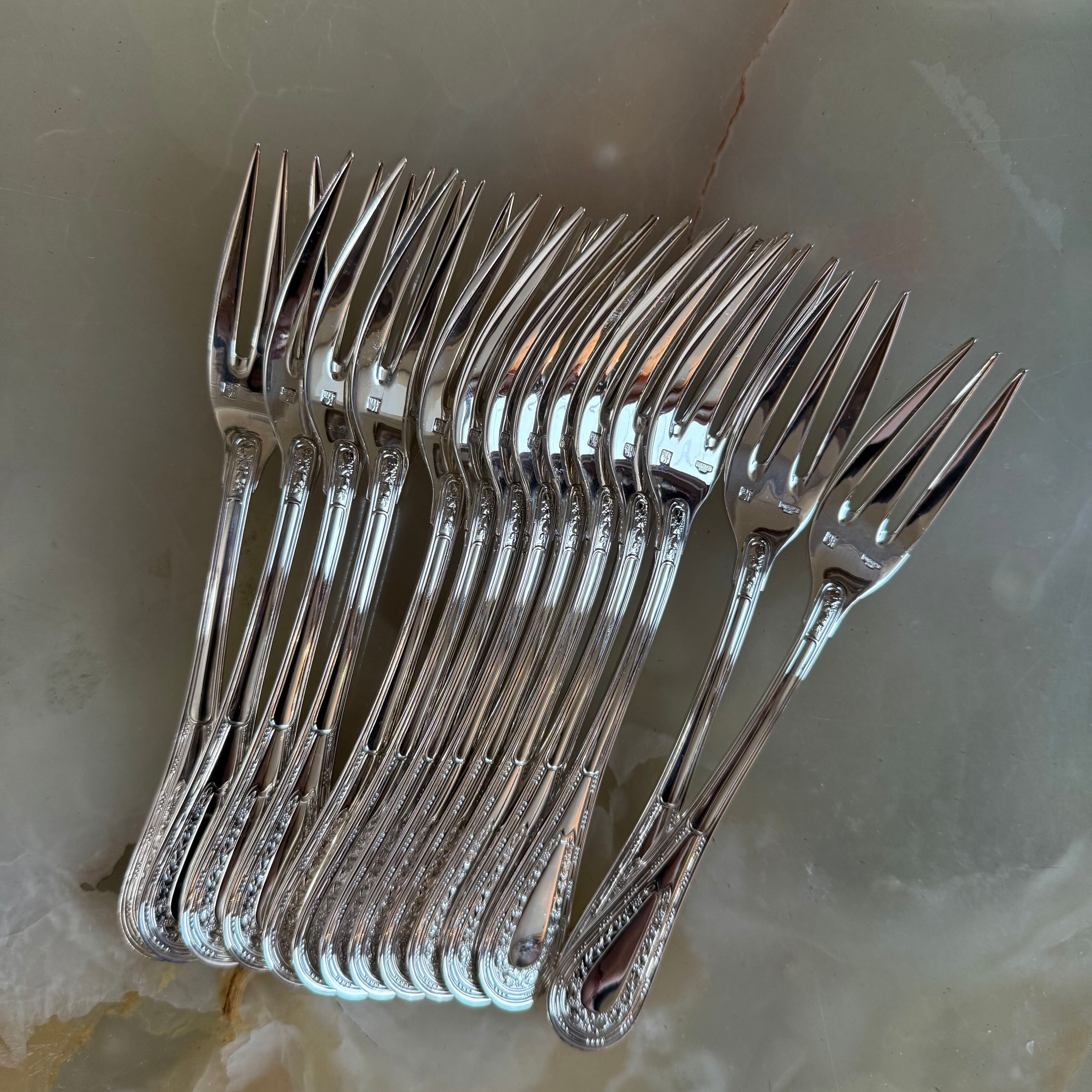 Puiforcat Monthelie Silver Platted Flatware Set 91 pc