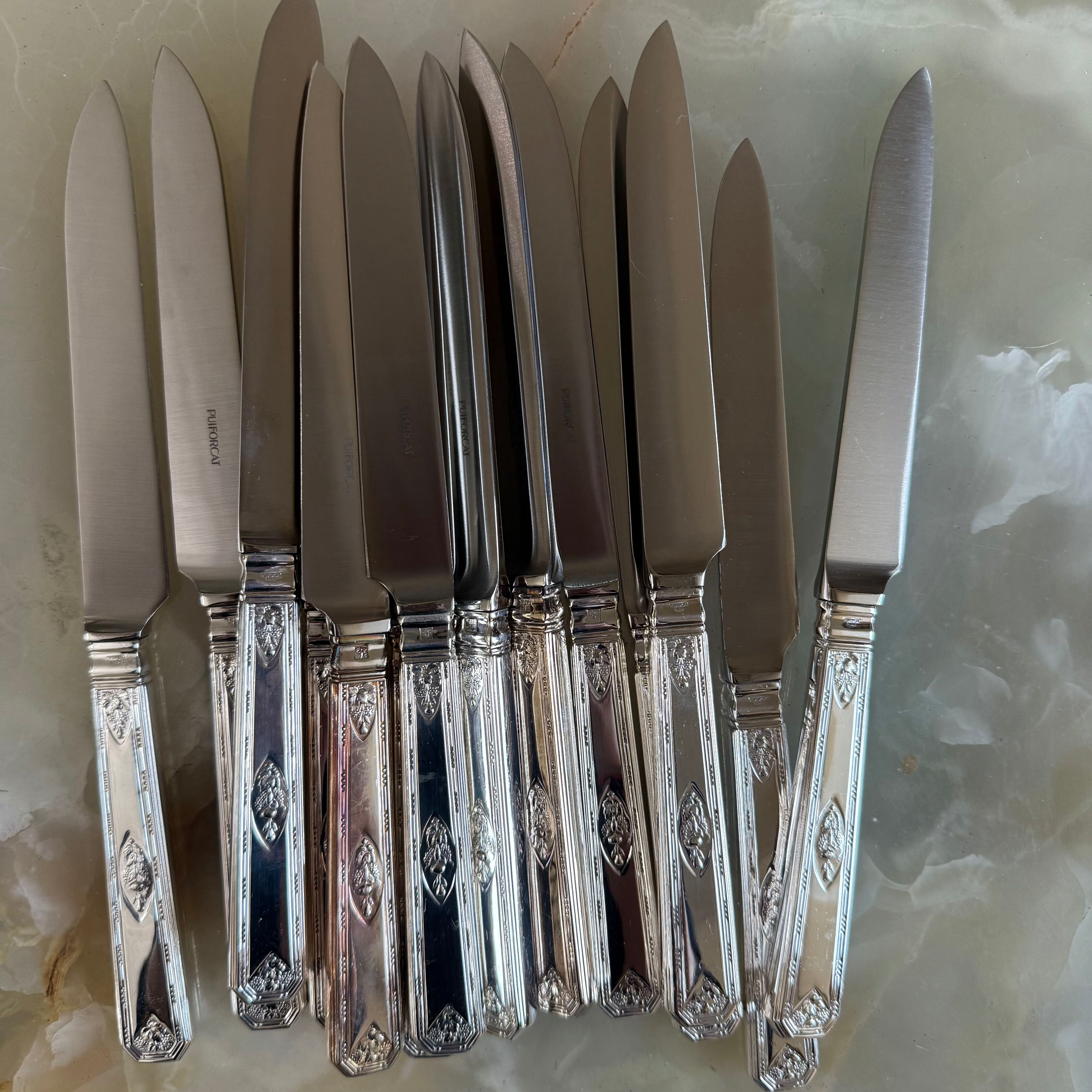 Puiforcat Monthelie Silver Platted Flatware Set 91 pc