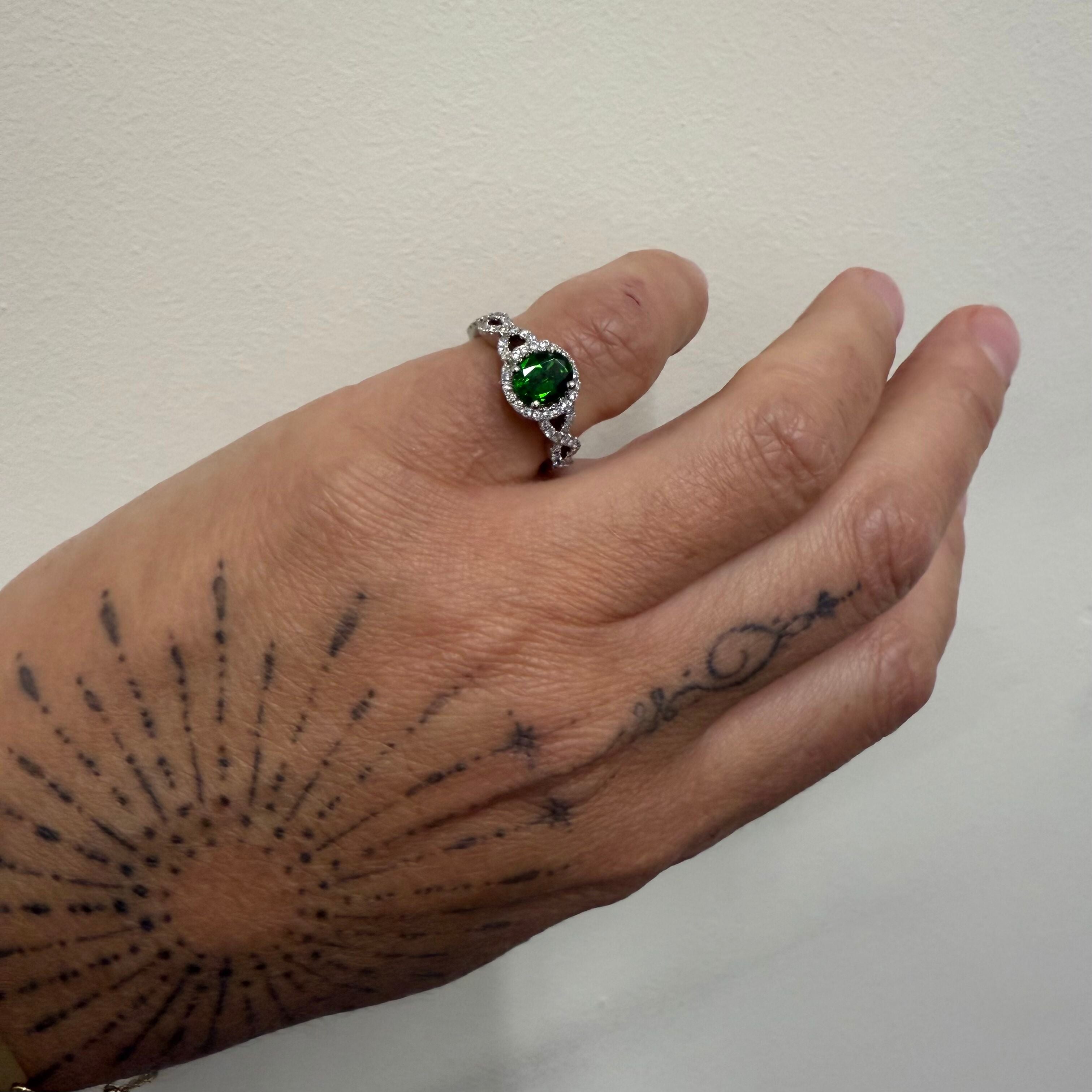 14k Gold Diamond Diopside Infinity Ring
