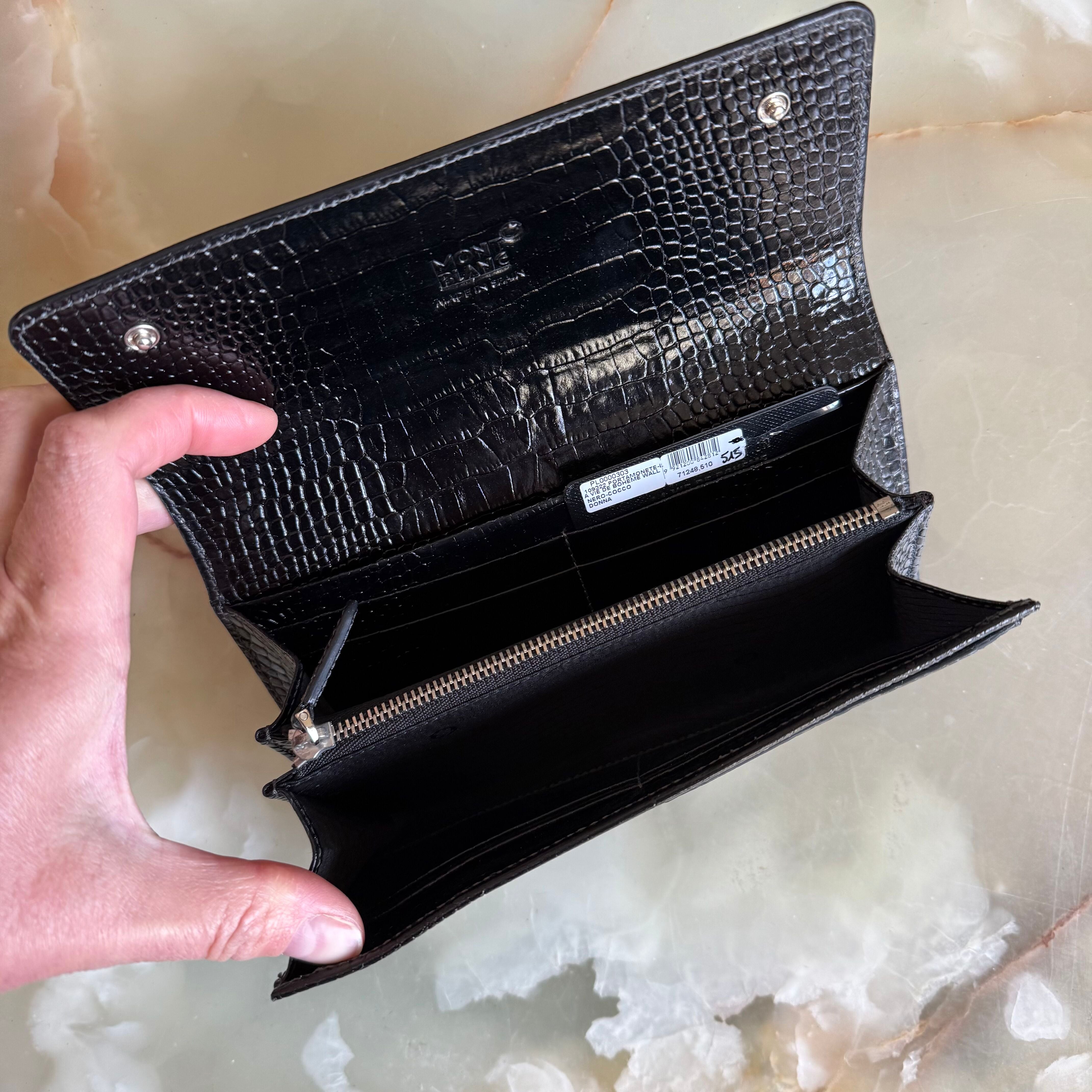 Montblanc Boheme Black Leather Wallet w Flap & Coin Case 109322