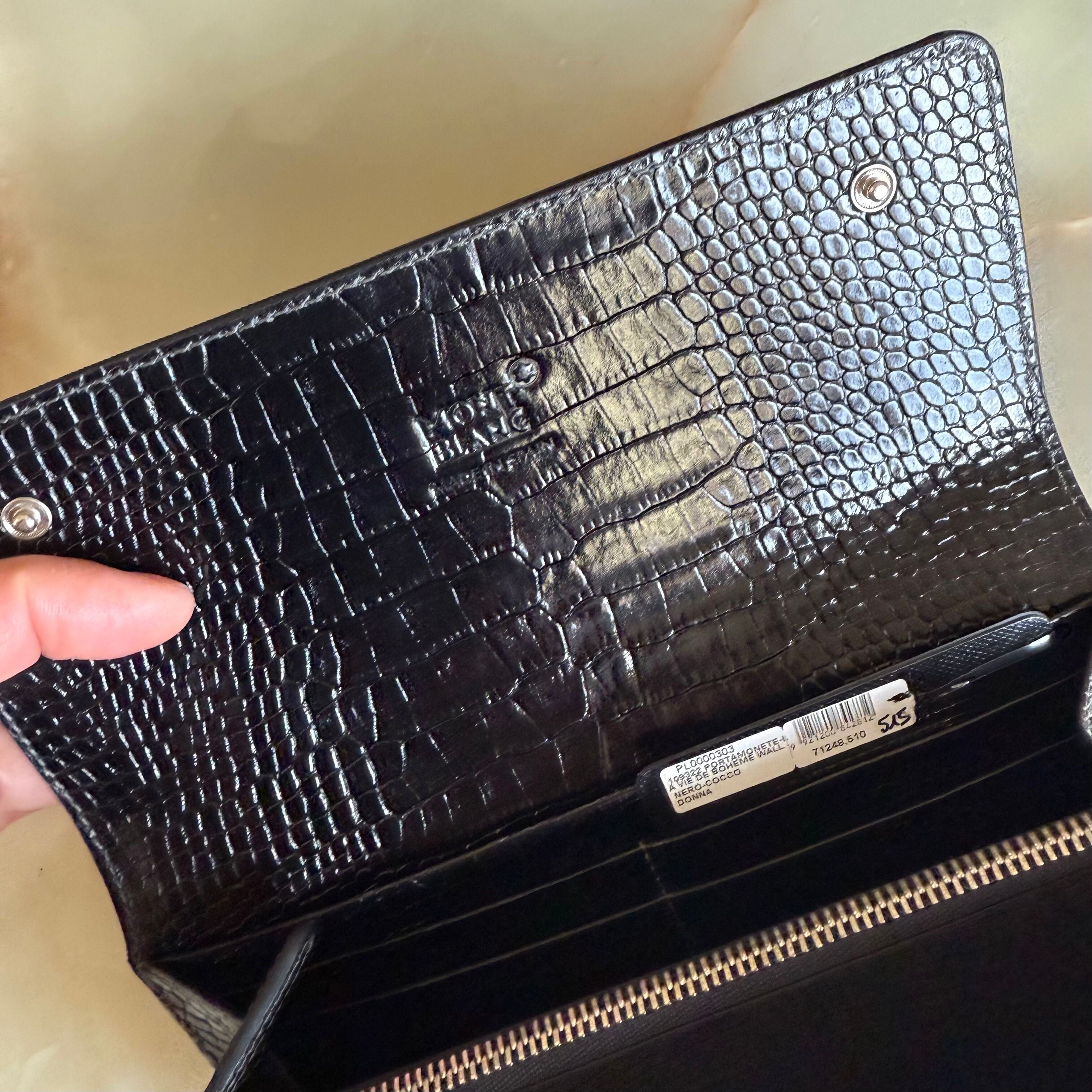 Montblanc Boheme Black Leather Wallet w Flap & Coin Case 109322