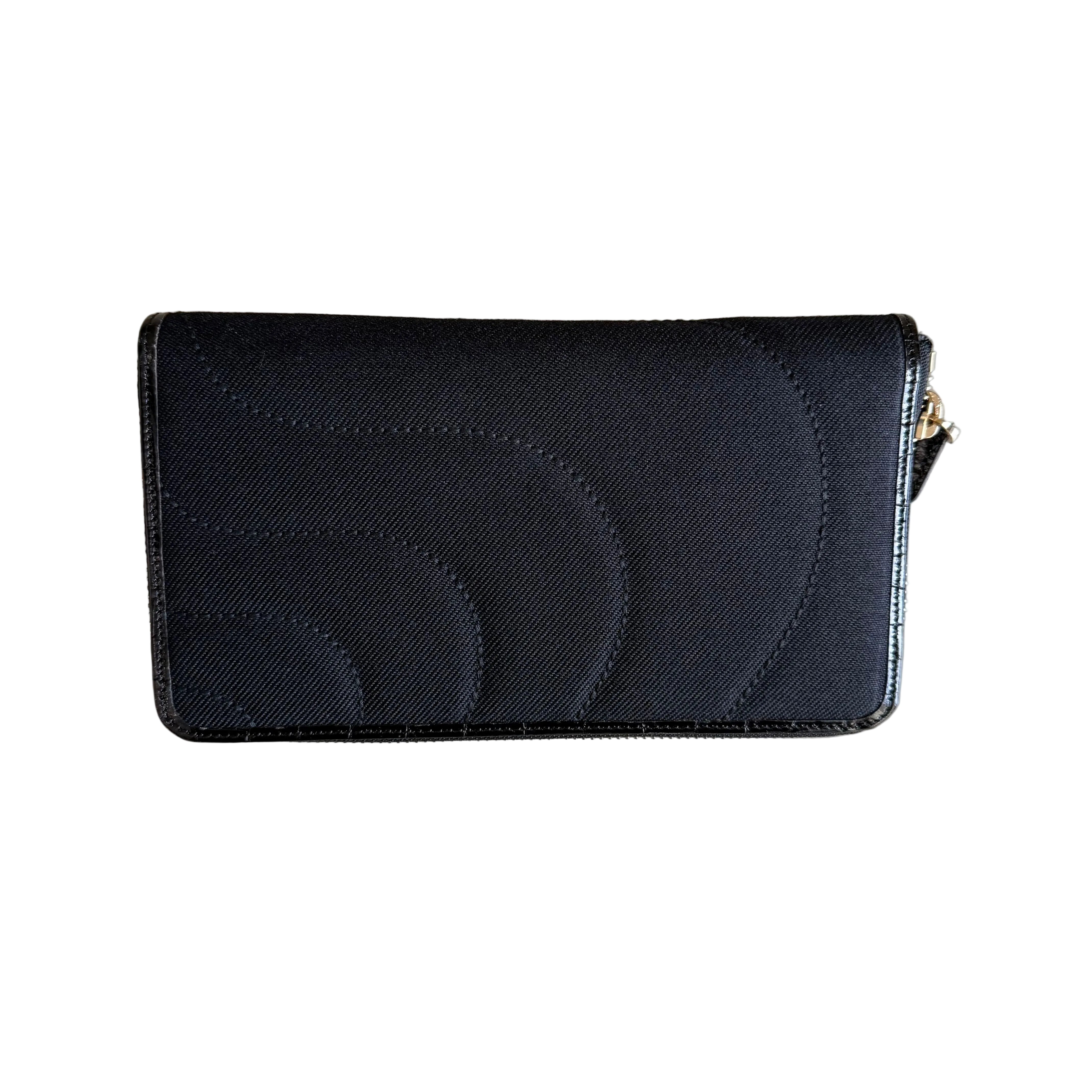 Montblanc Starisma Pamina Black Italian Woven Fabric Wallet w Flap & Coin Case 106081