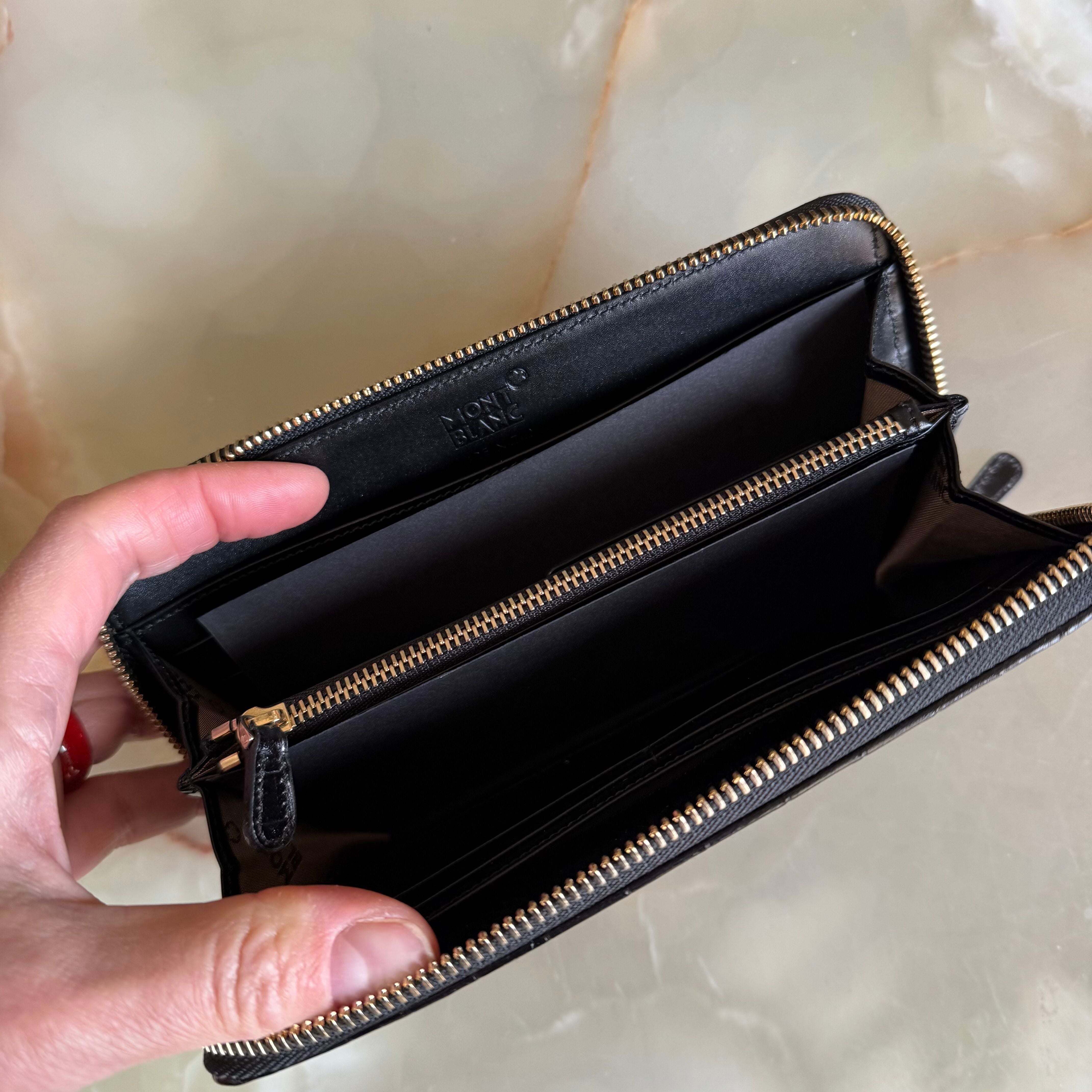 Montblanc Starisma Pamina Black Italian Woven Fabric Wallet w Flap & Coin Case 106081