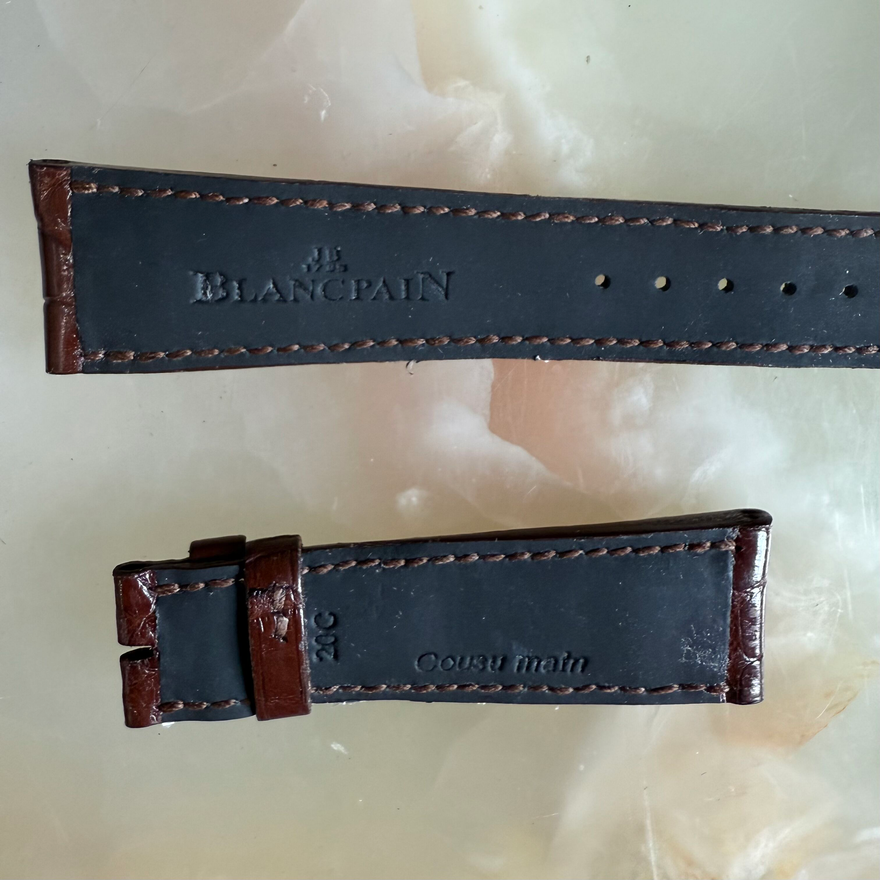 Authentic Blancpain Brown Alligator Watch Strap Band 20mm