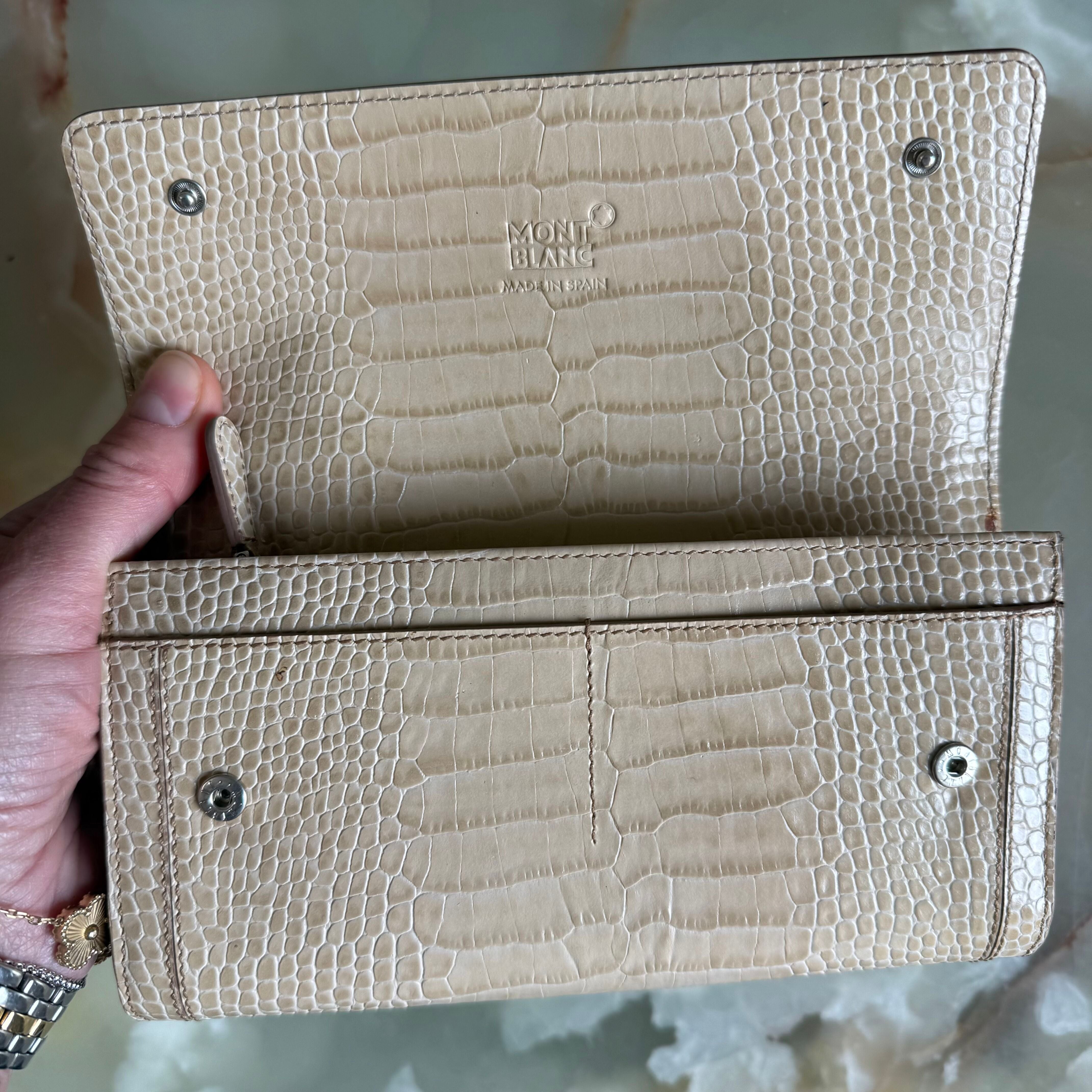 Montblanc Boheme Beige Leather Wallet w Flap & Coin Case 109323