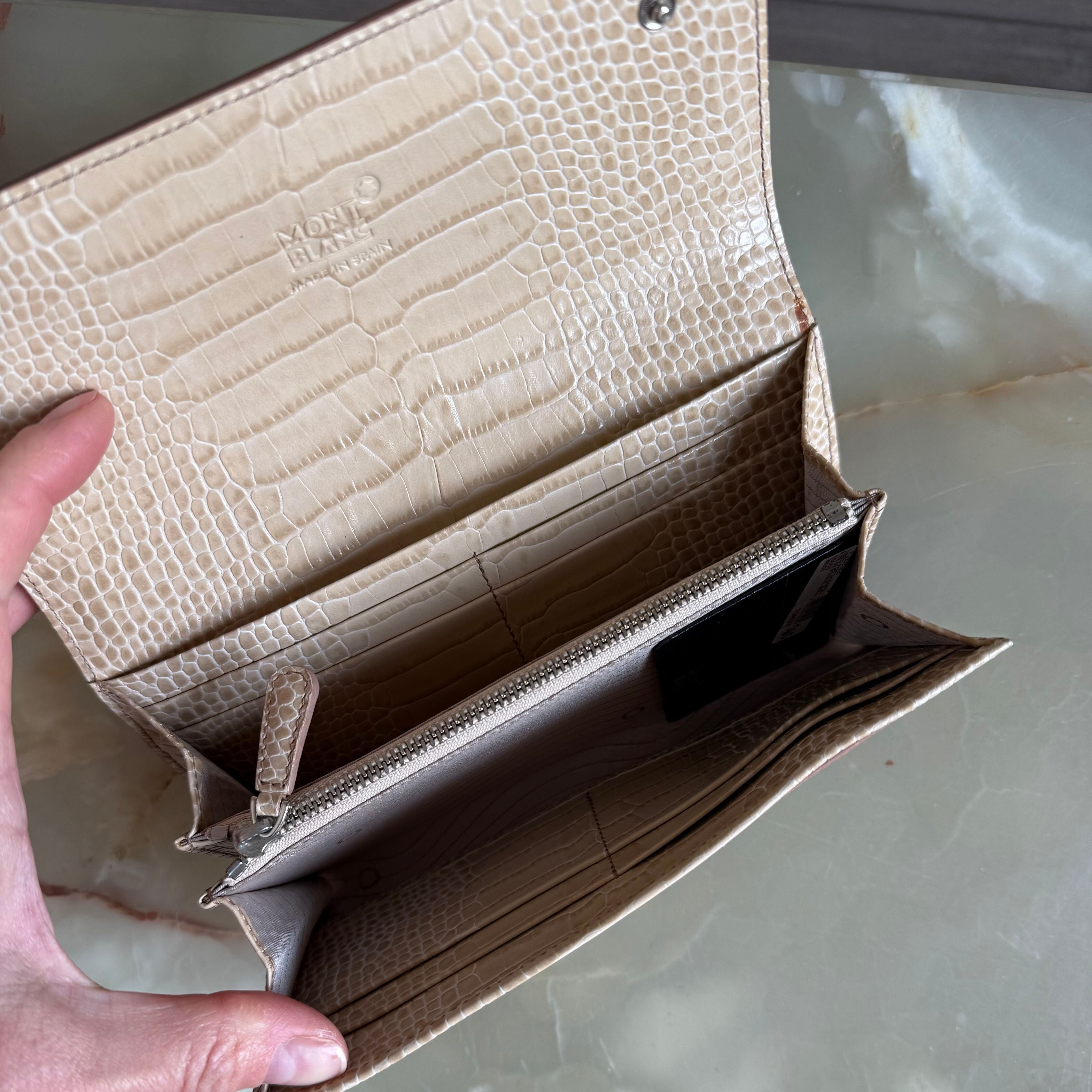 Montblanc Boheme Beige Leather Wallet w Flap & Coin Case 109323