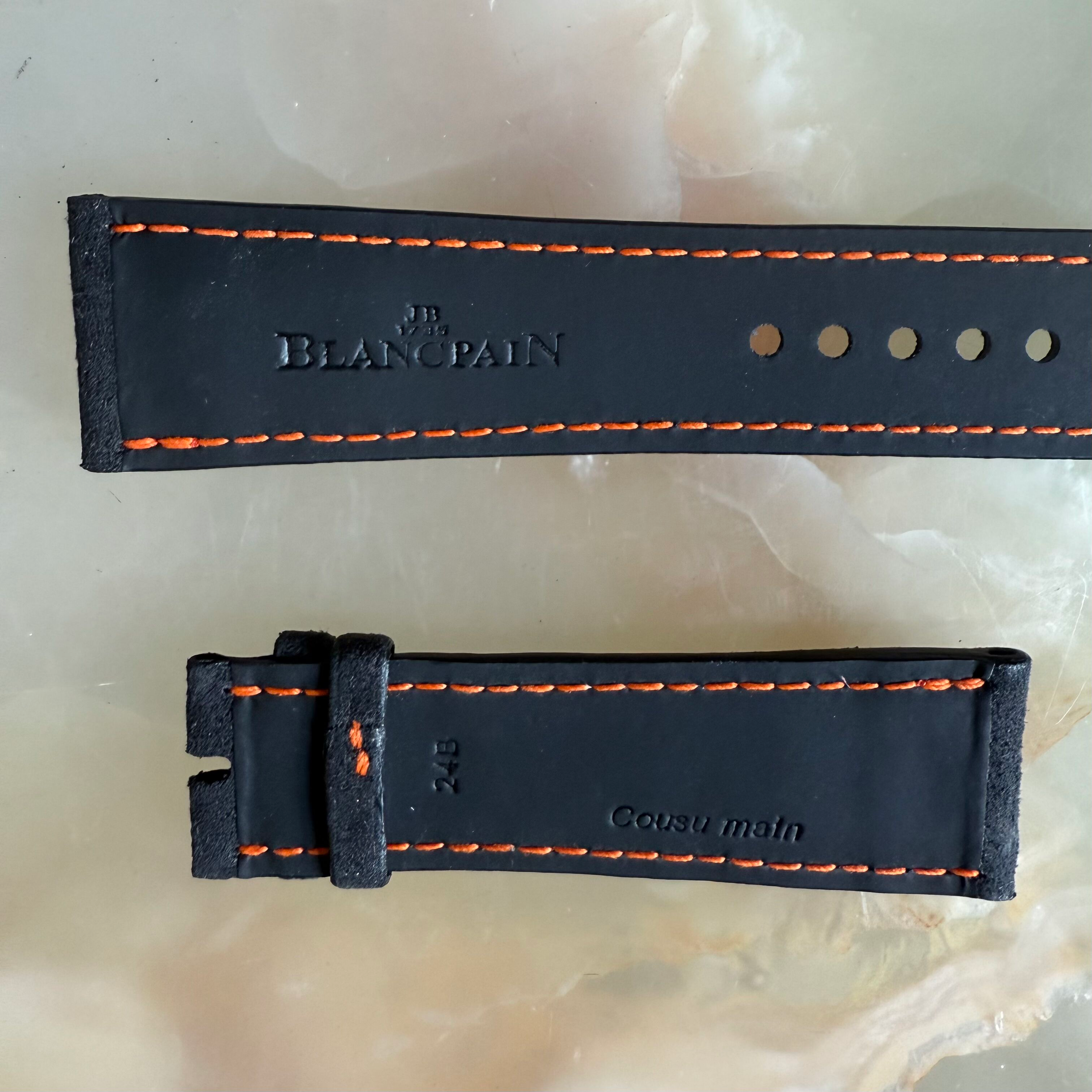 Authentic Blancpain Black Suede Rubber Watch Strap Band 23mm