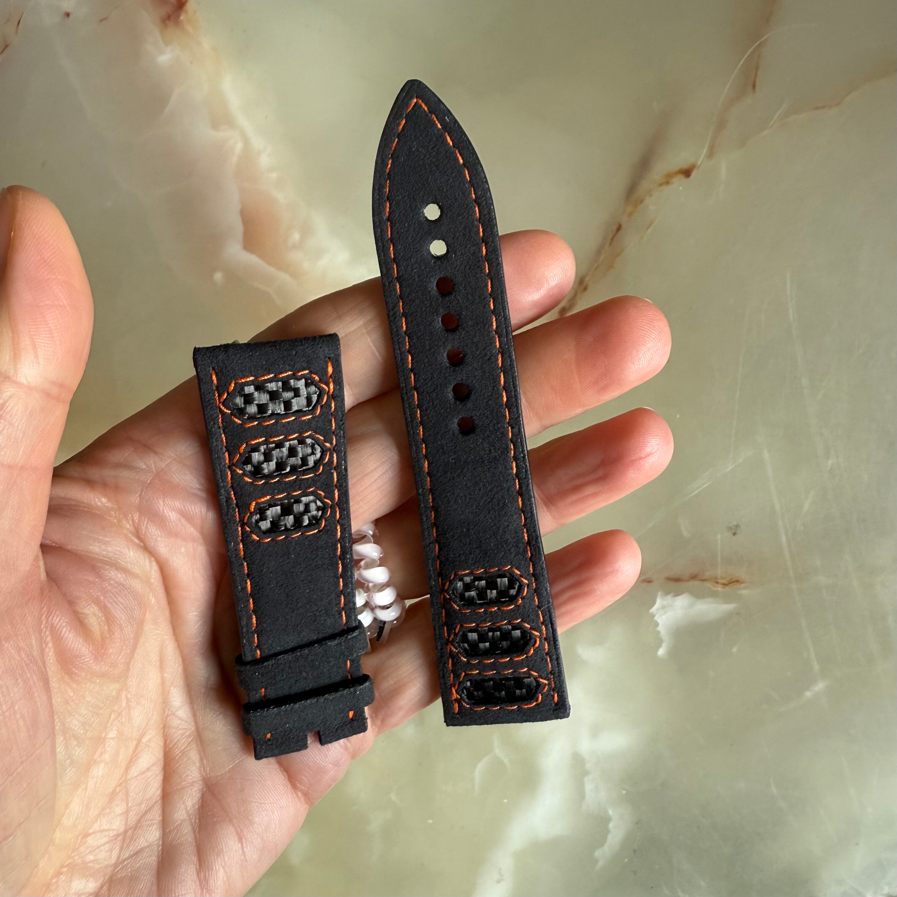 Authentic Blancpain Black Suede Rubber Watch Strap Band 23mm