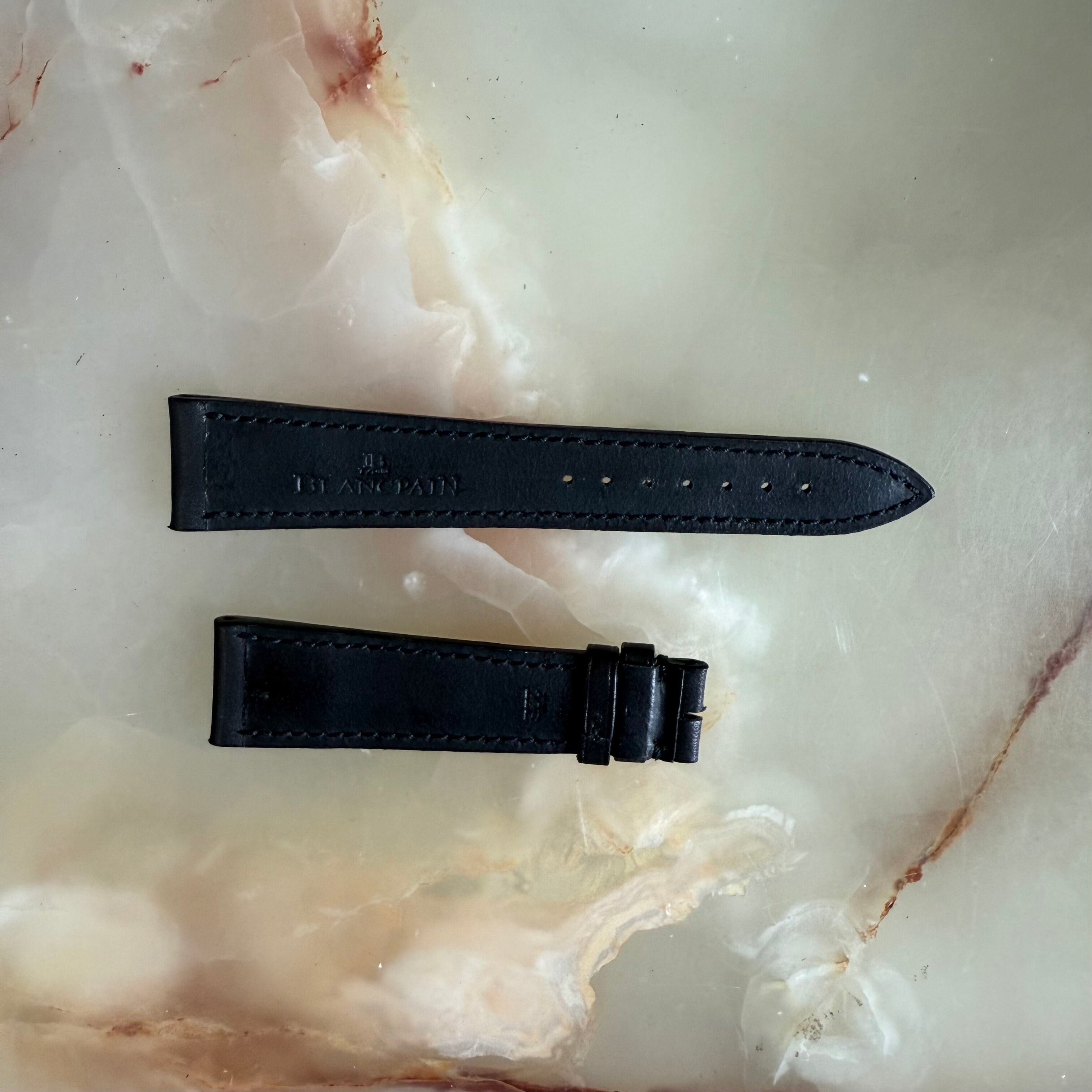 Authentic Blancpain Black Leather Watch Strap Band 19mm
