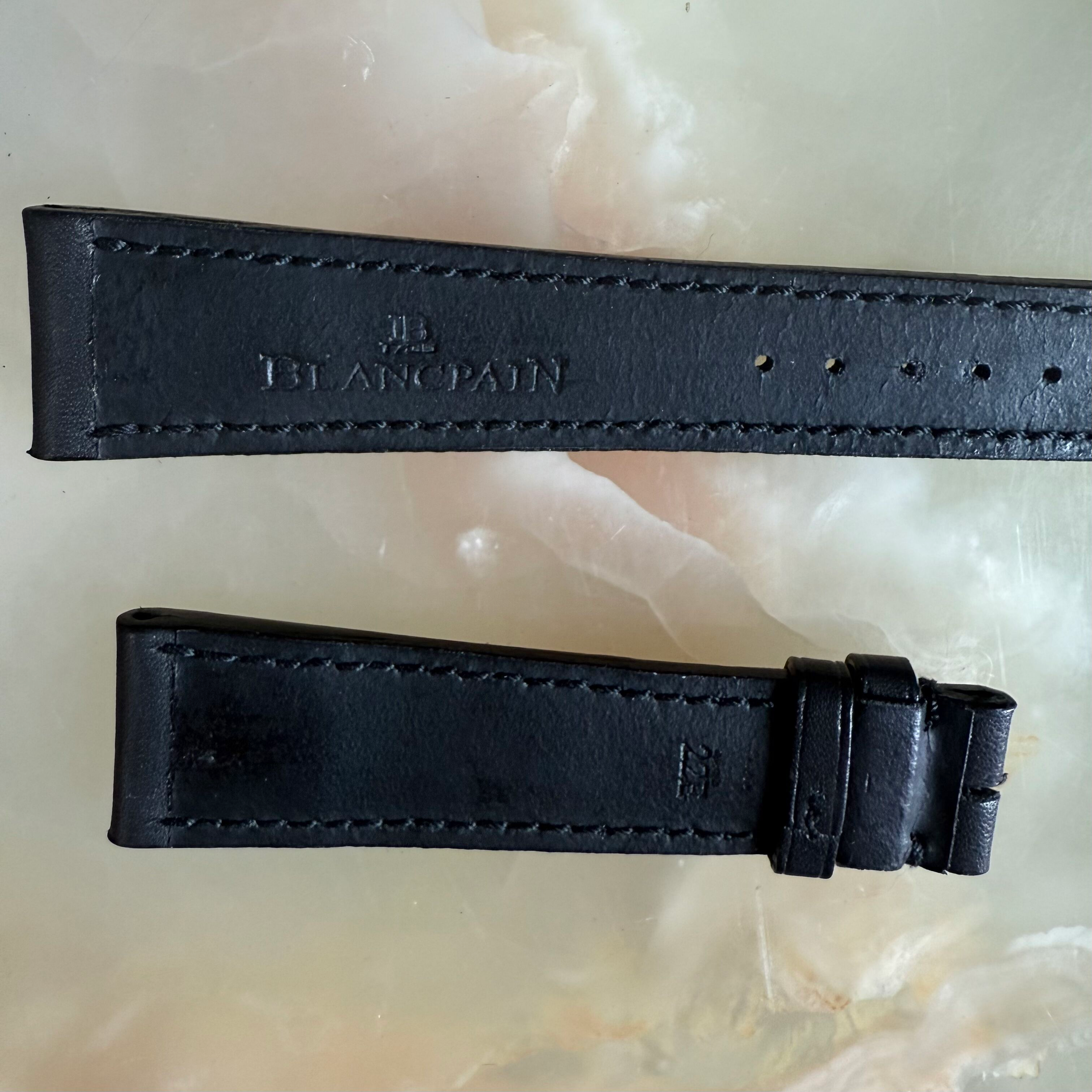 Authentic Blancpain Black Leather Watch Strap Band 19mm