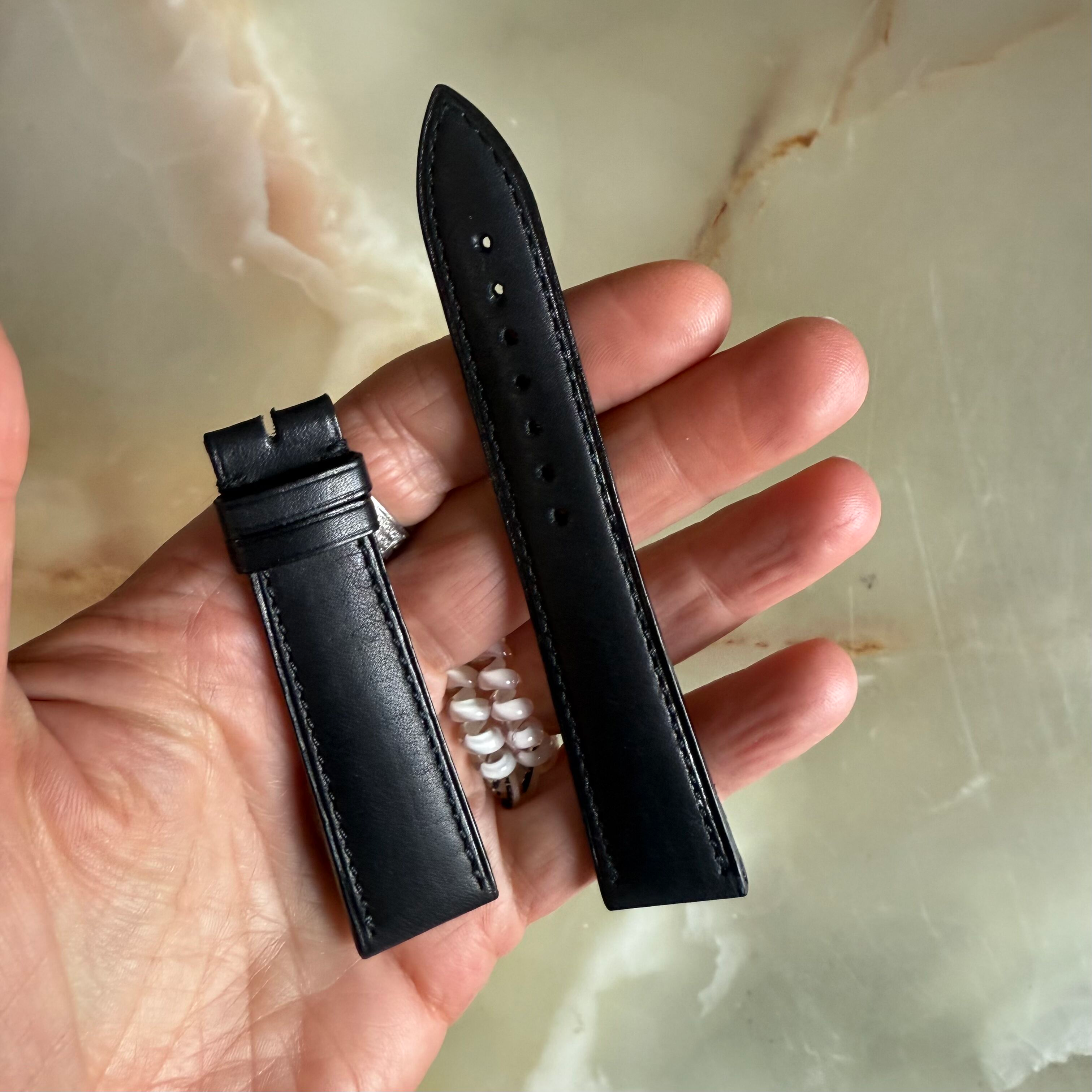 Authentic Blancpain Black Leather Watch Strap Band 19mm