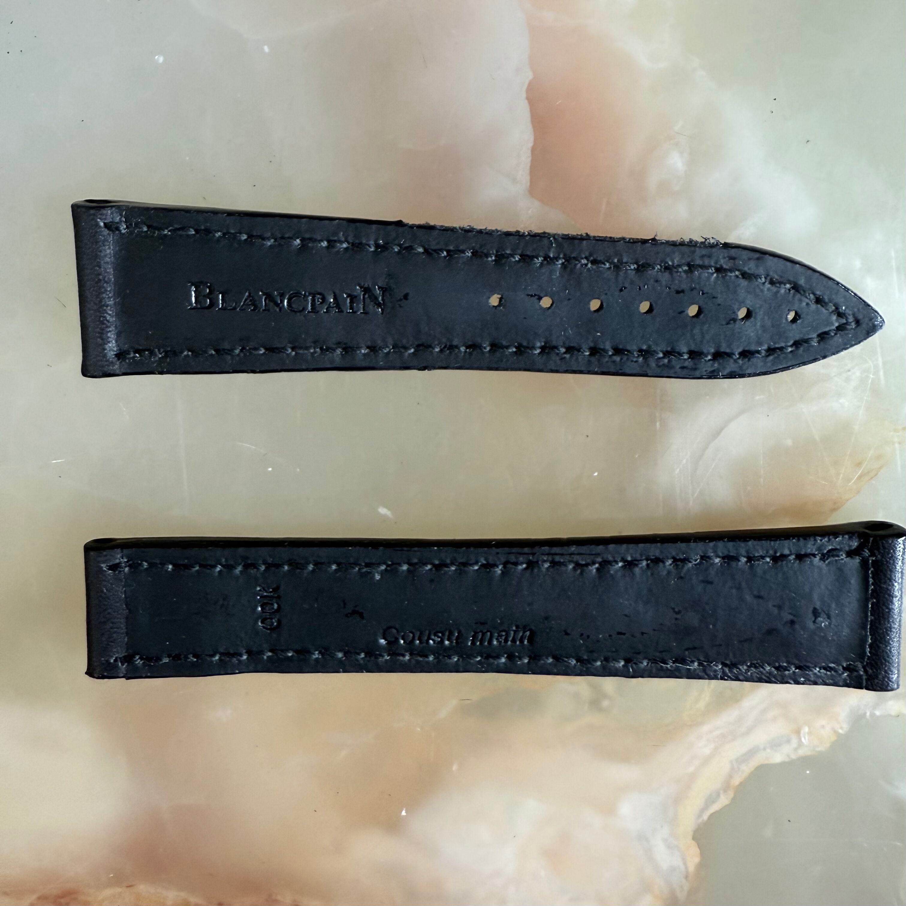Authentic Blancpain Black Leather Watch Strap Band 18mm