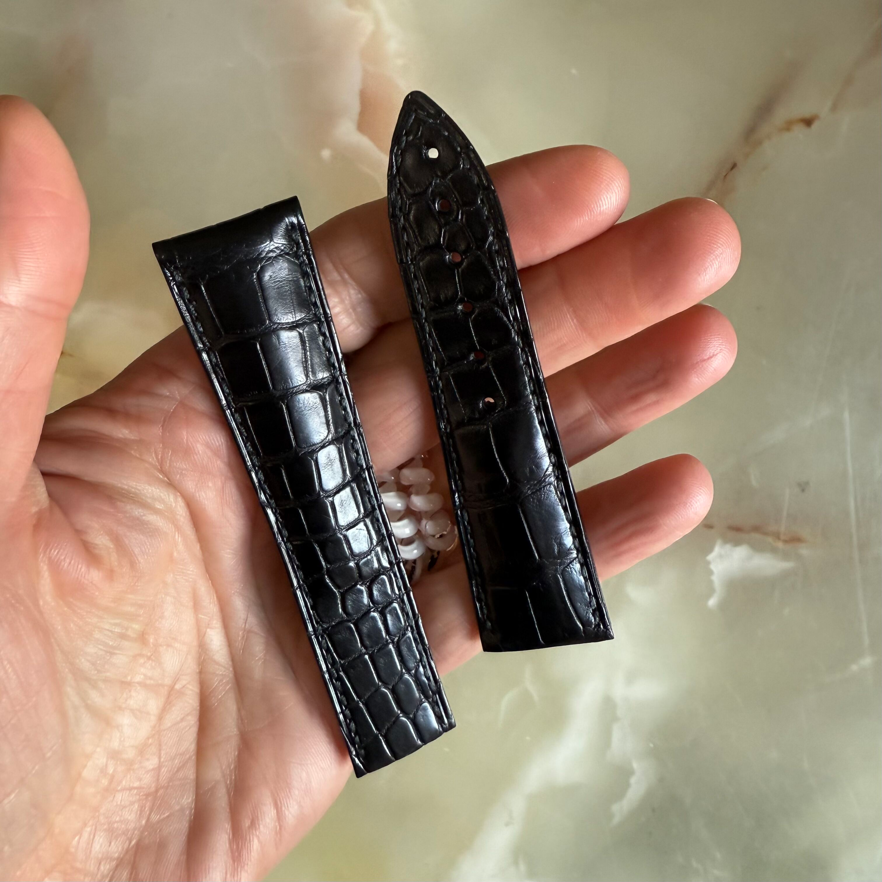 Authentic Blancpain Black Crocodile Watch Strap Band 22mm