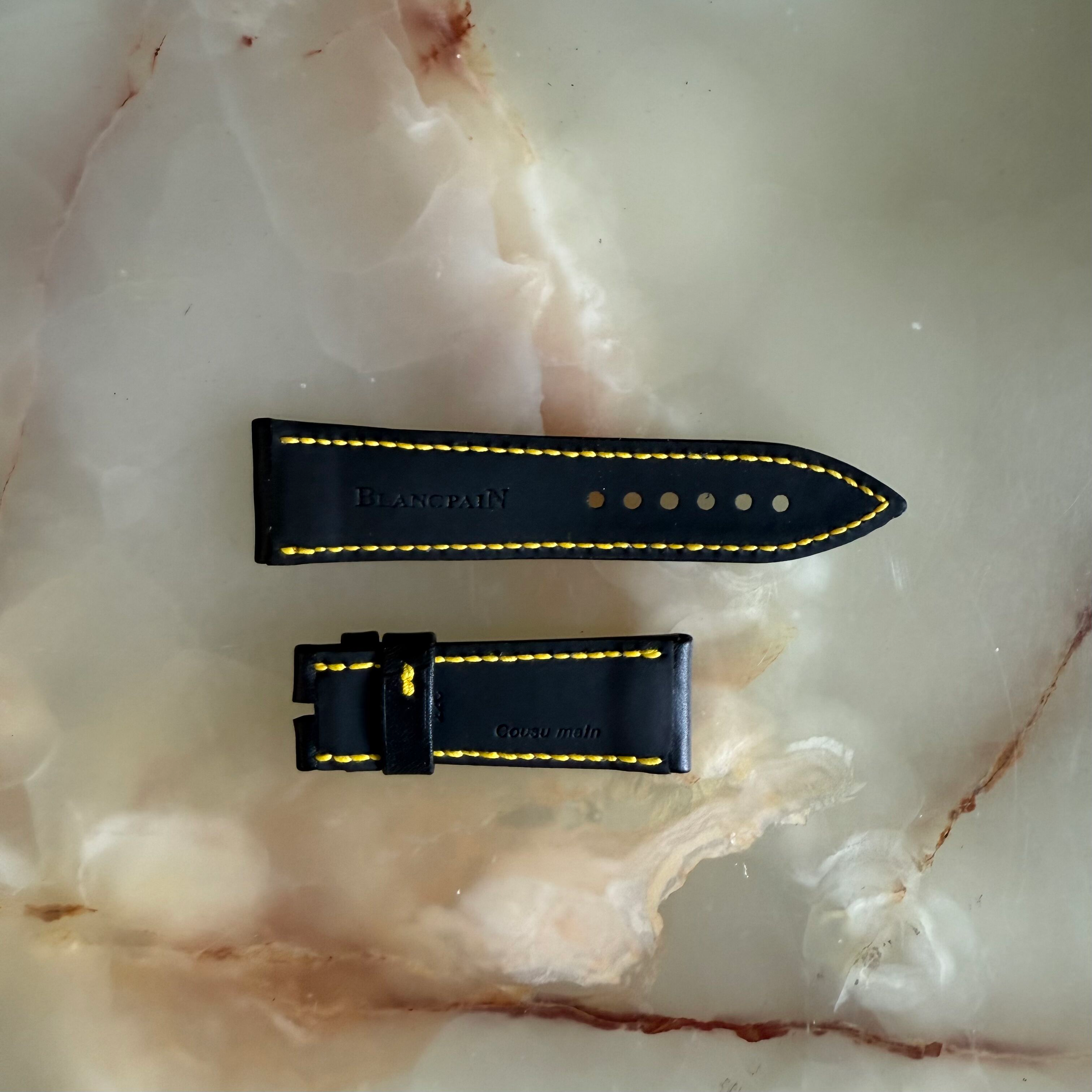 Authentic Blancpain Black Leather Watch Strap Band 23mm