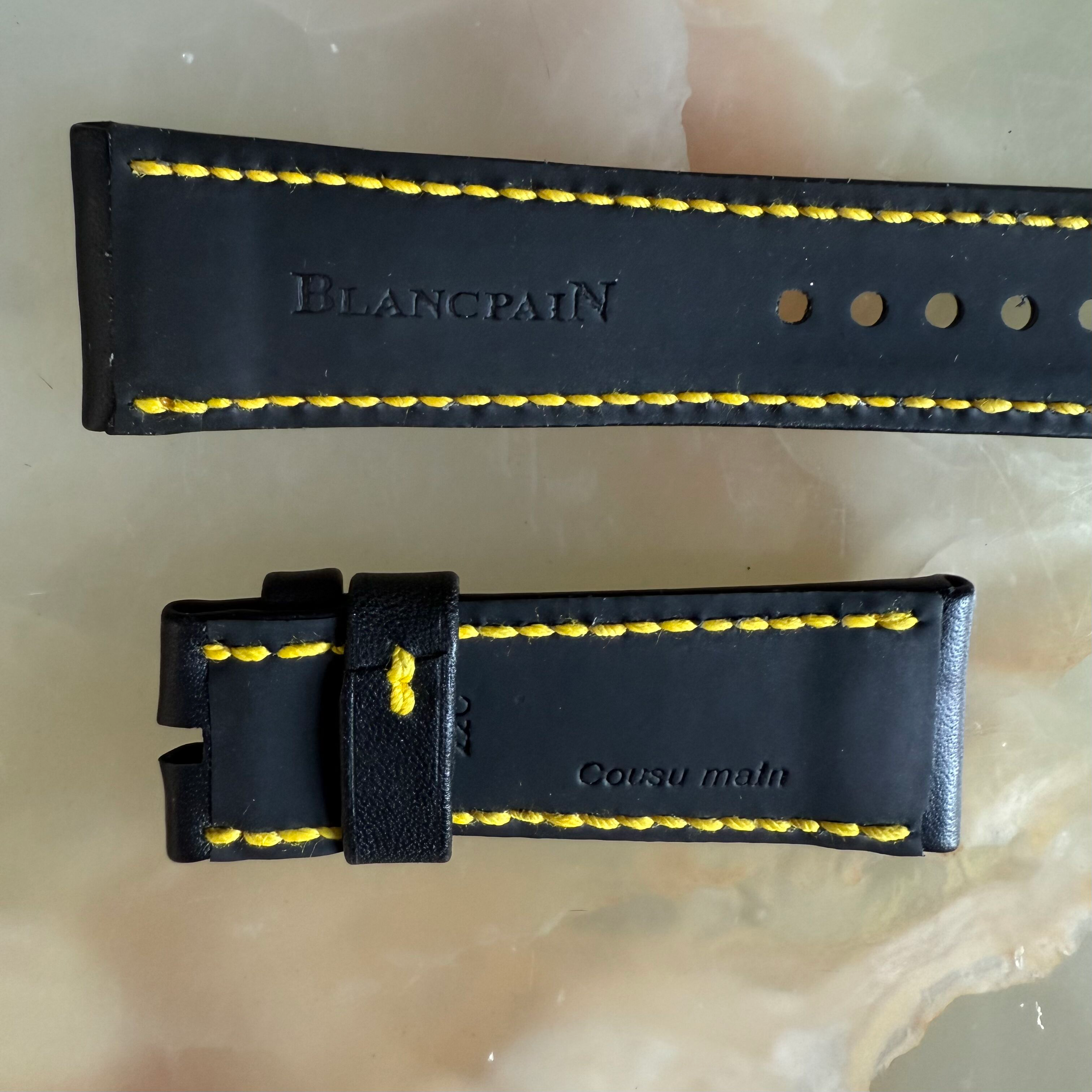 Authentic Blancpain Black Leather Watch Strap Band 23mm