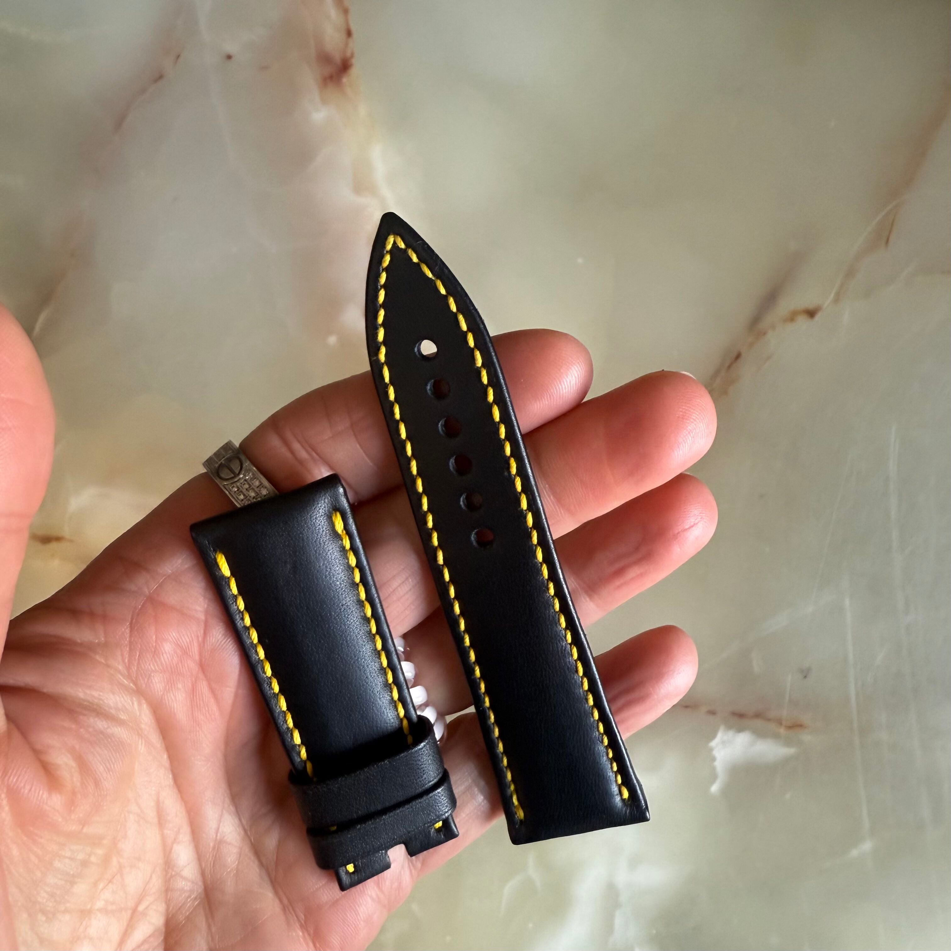 Authentic Blancpain Black Leather Watch Strap Band 23mm