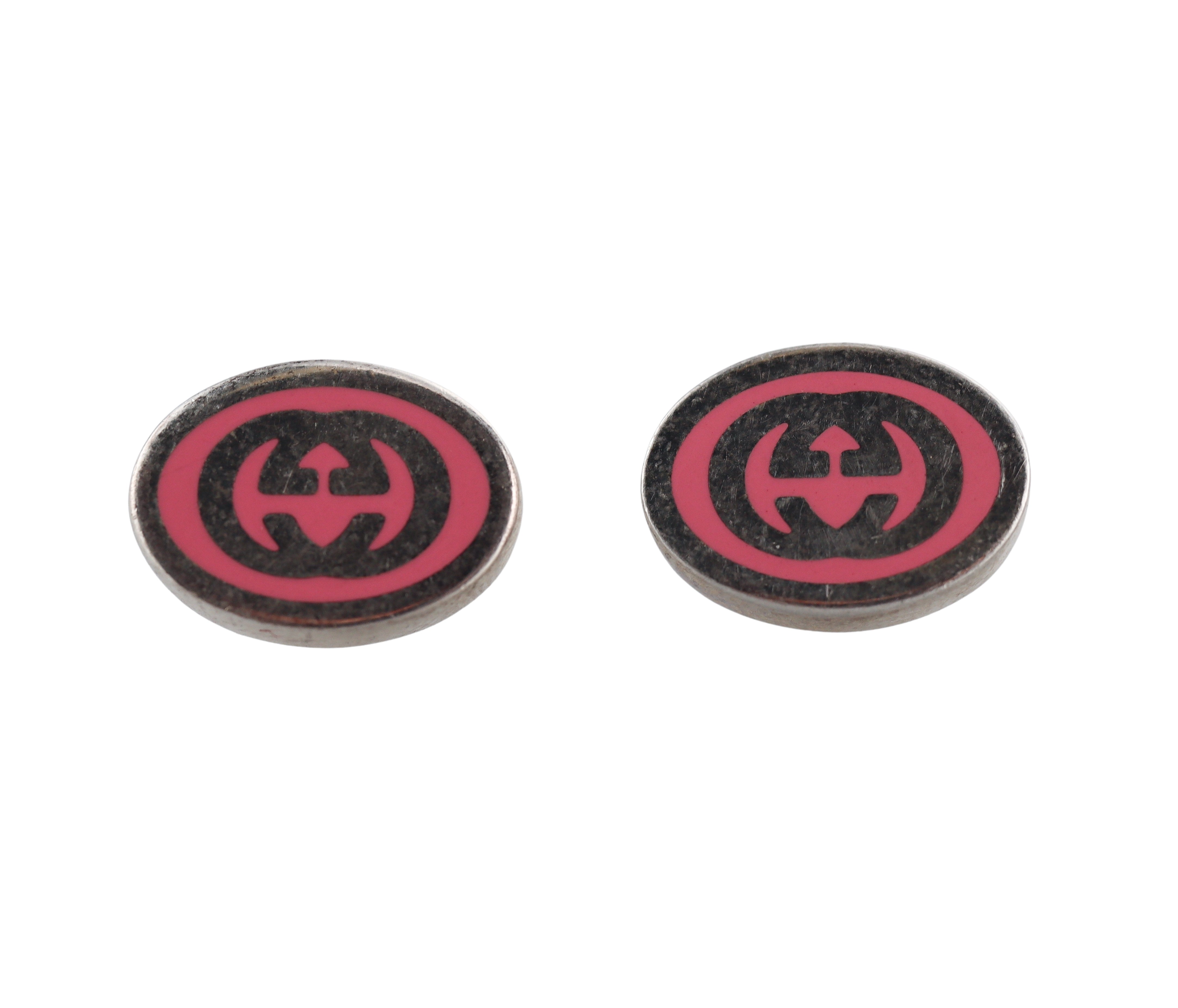 Gucci Sterling Silver Pink Enamel Earrings Retail $350