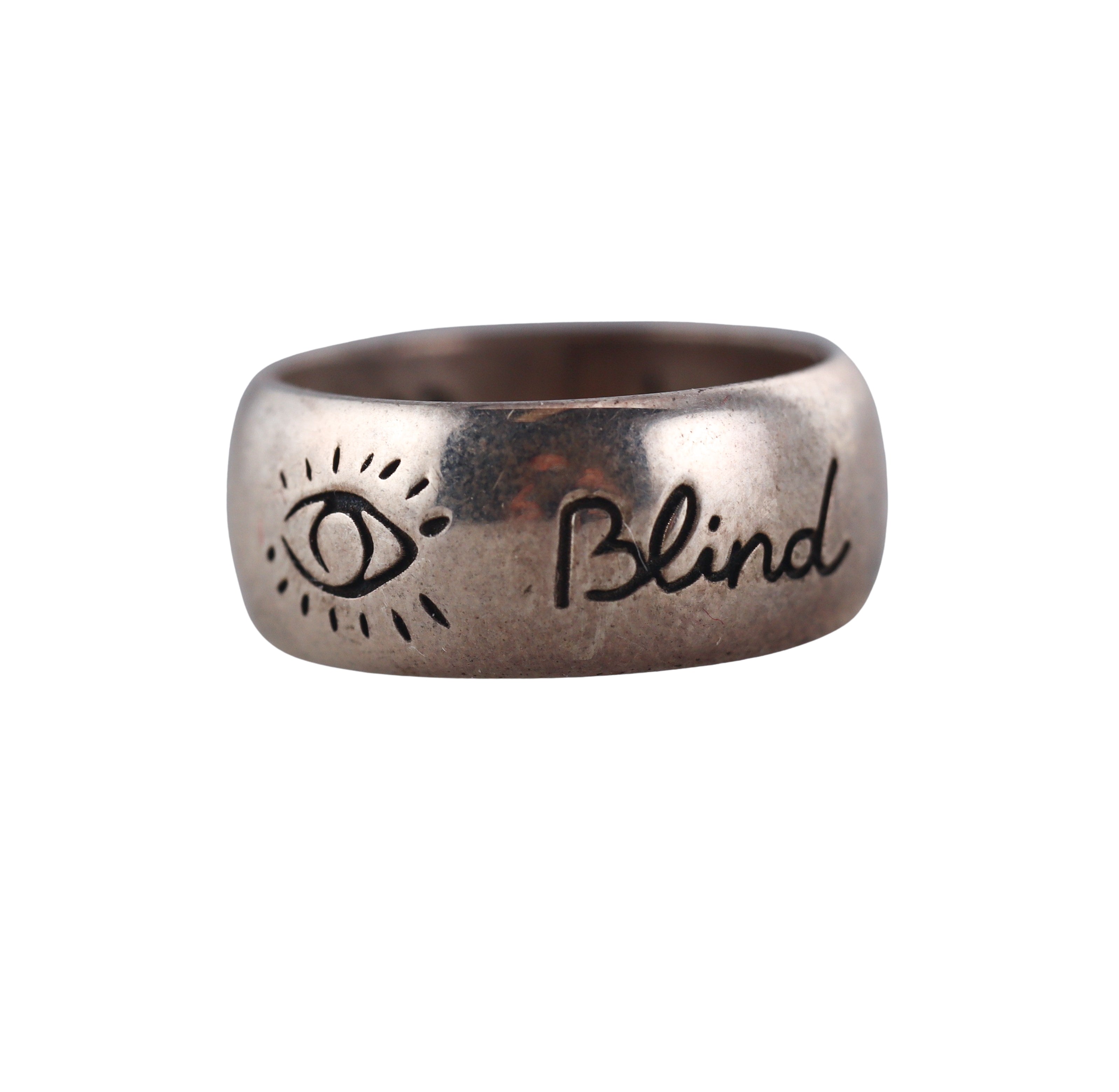 Gucci Sterling Silver Blind for Love Band Ring Retail $360