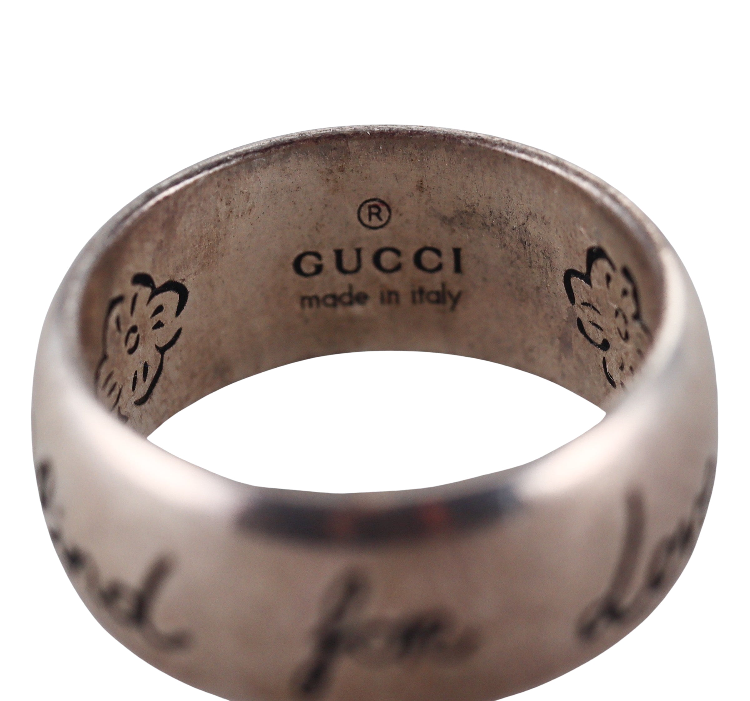 Gucci Sterling Silver Blind for Love Band Ring Retail $360