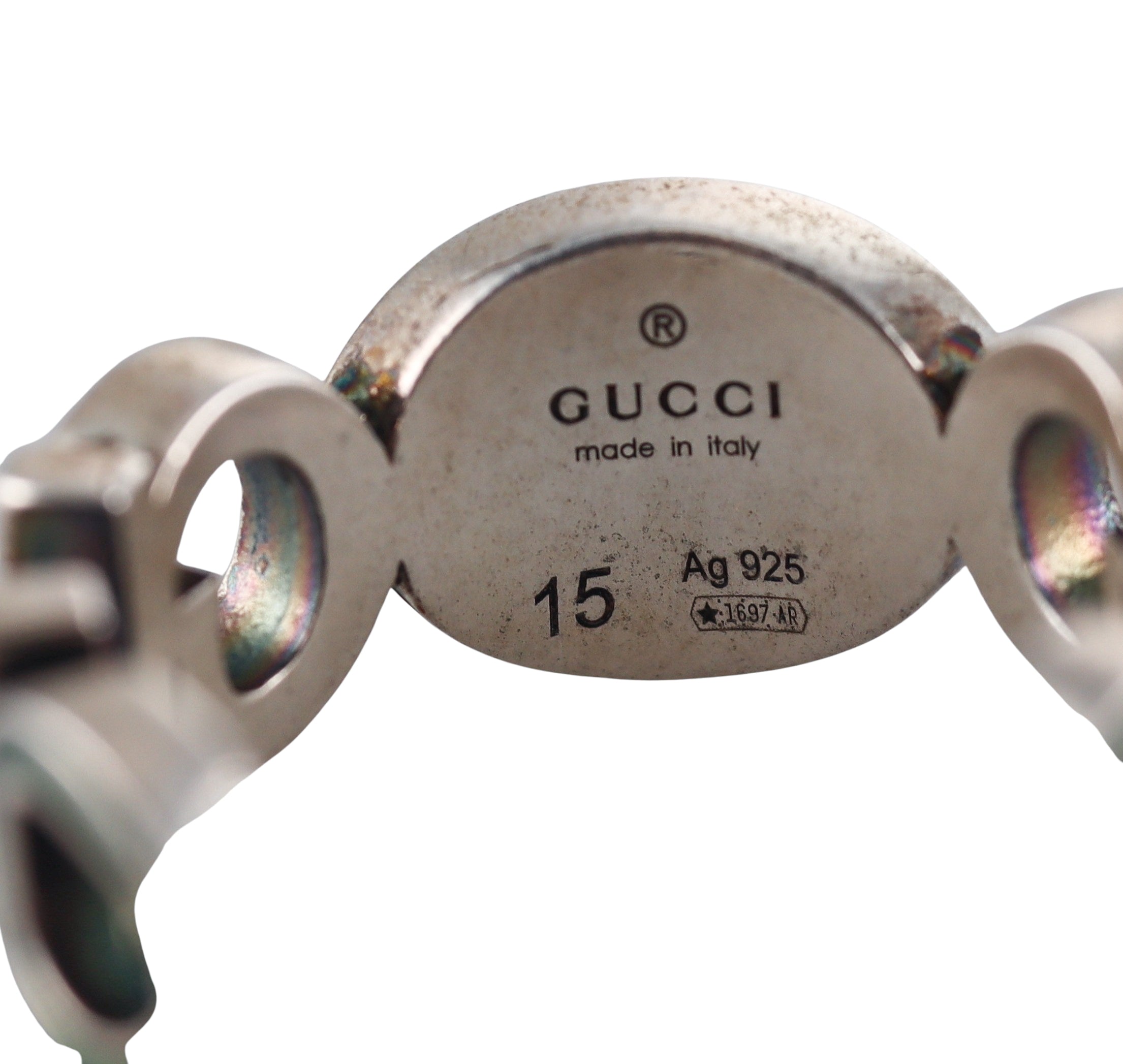 Gucci Sterling Silver Green Enamel Ring Retail $360