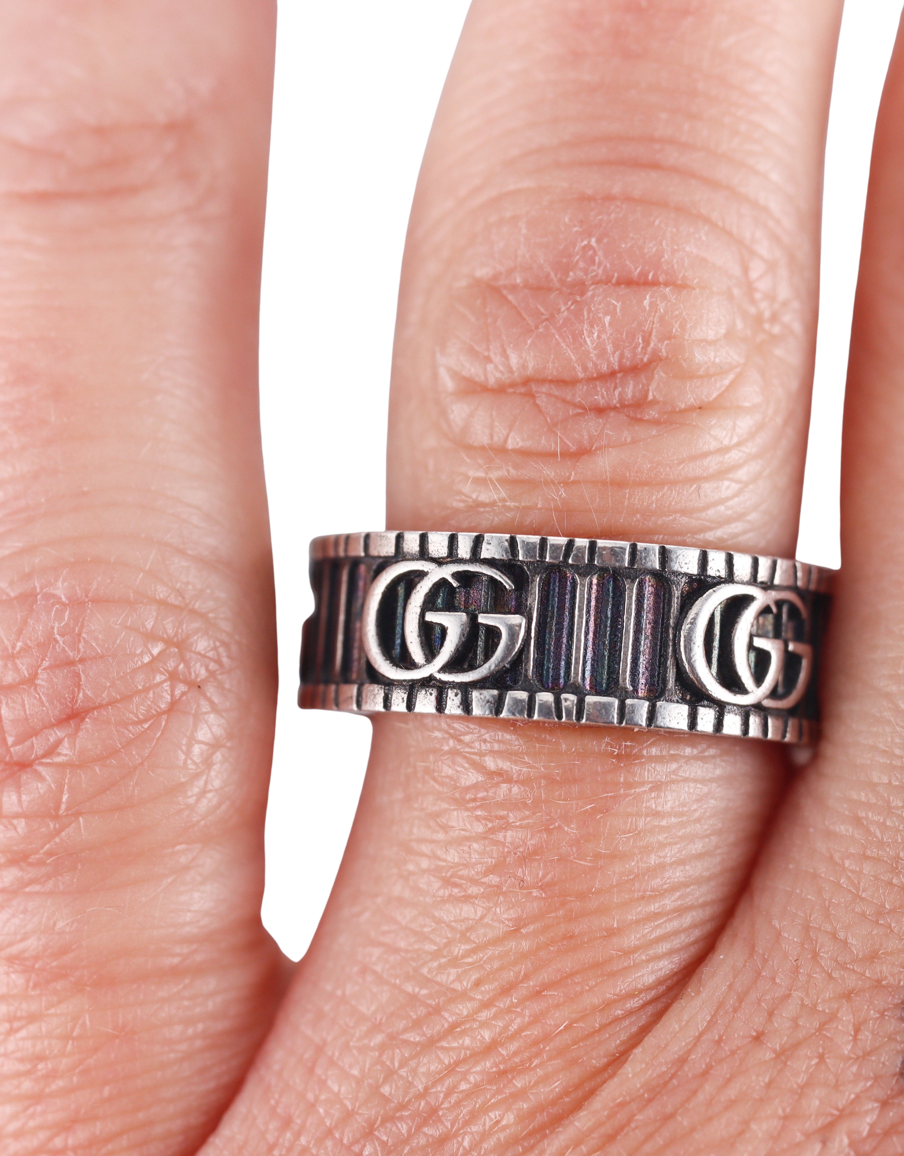 Gucci Marmont Sterling Silver Band Ring Retail $340