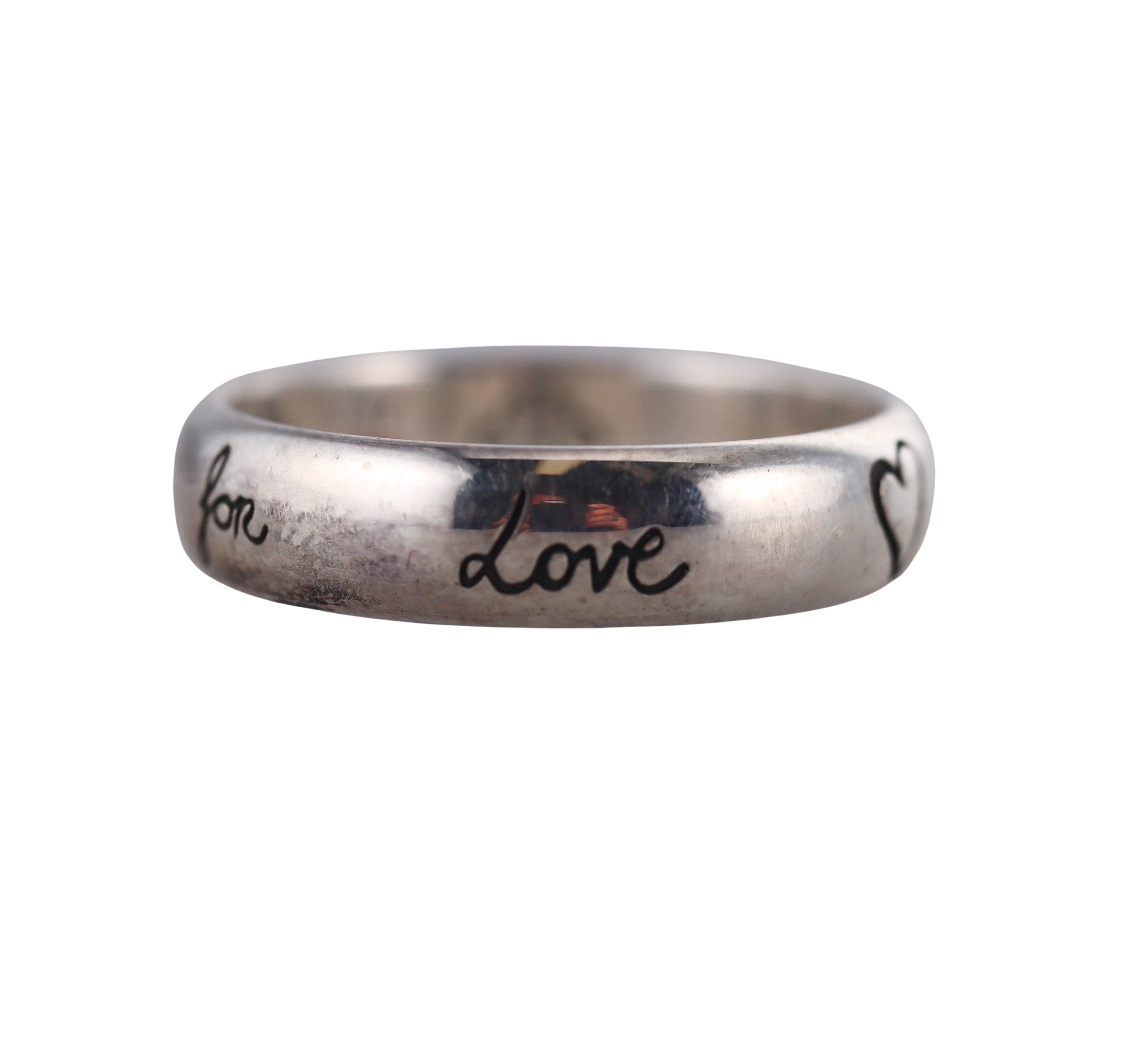 Gucci Sterling Silver Blind for Love Band Ring Retail $310