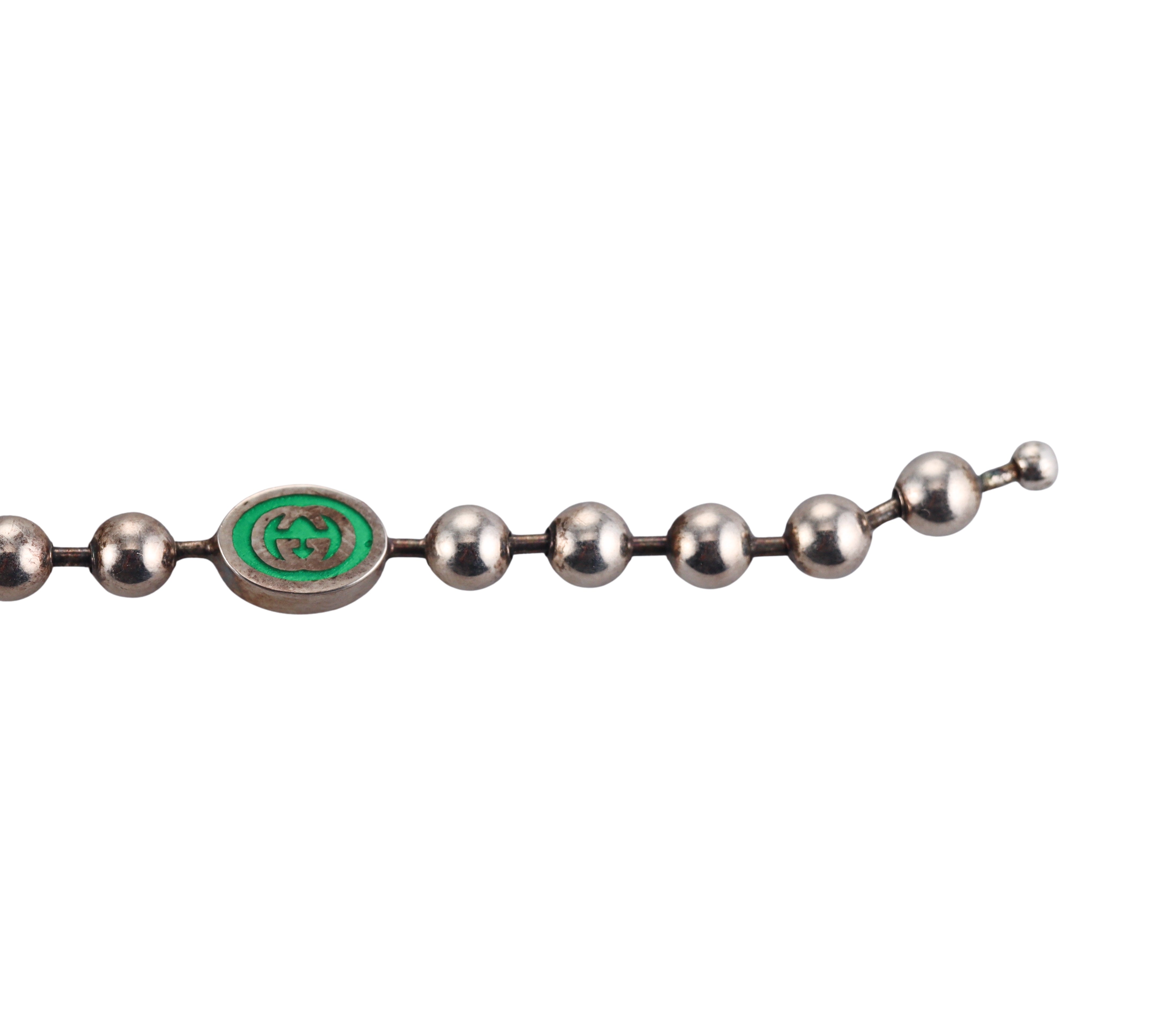 Gucci Sterling Silver Green Enamel Bracelet Retail $450