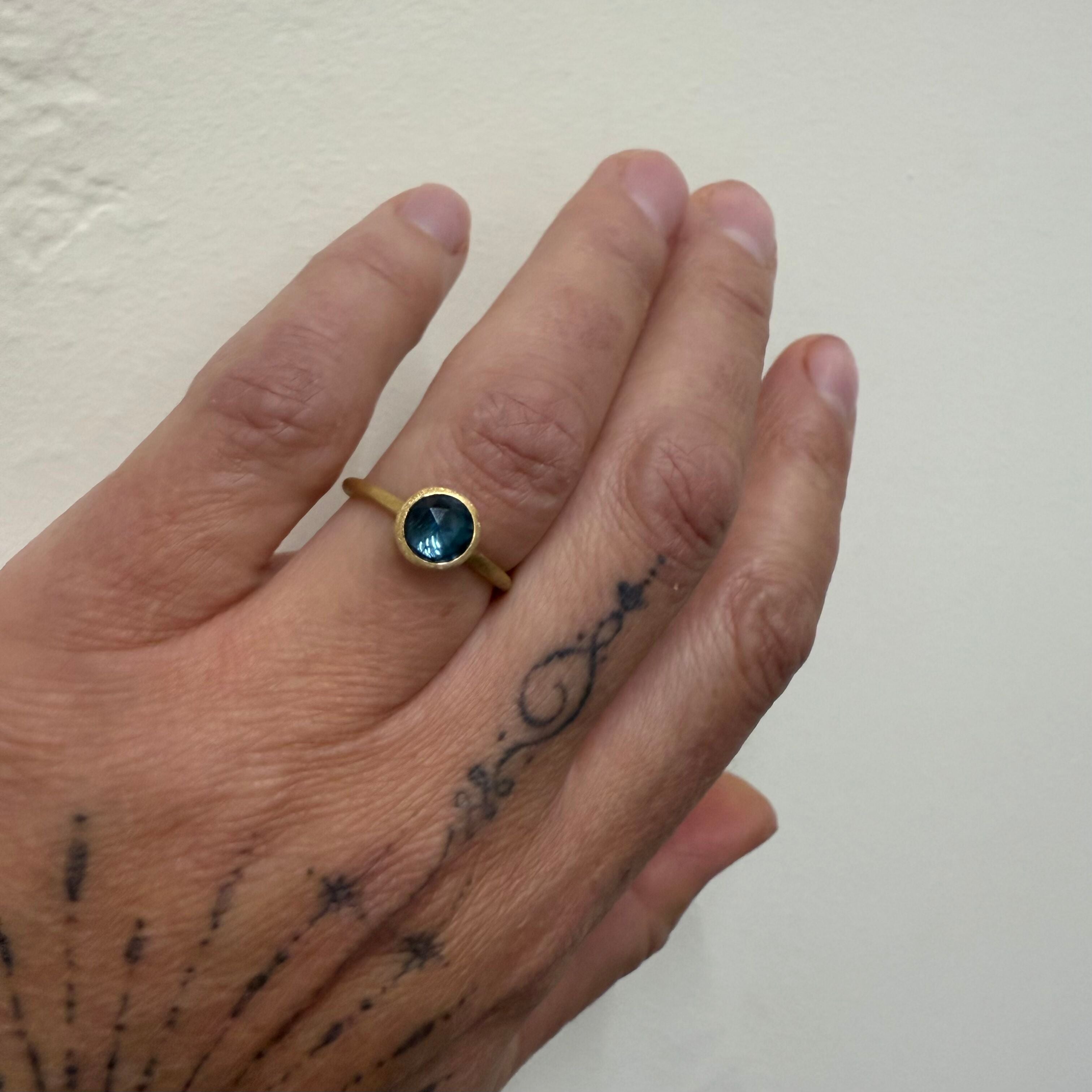 Marco Bicego Jaipur 18K Gold Blue Topaz Stackable Ring